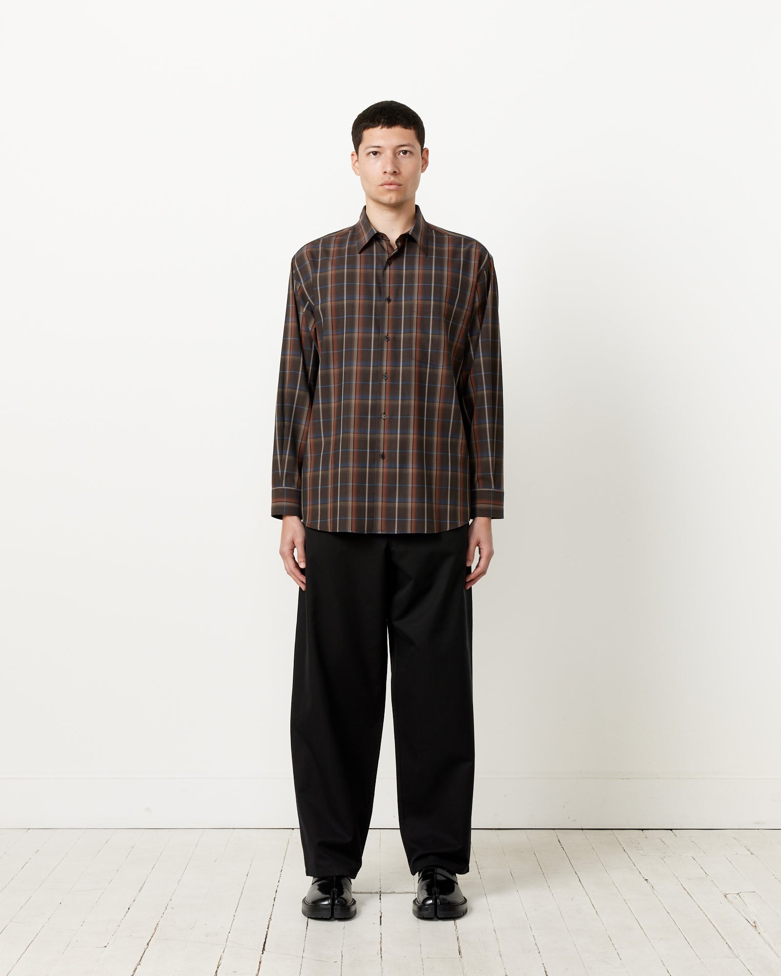 Auralee Super Light Check Shirt Dark Brown - Dark Brown / 4 (255440)