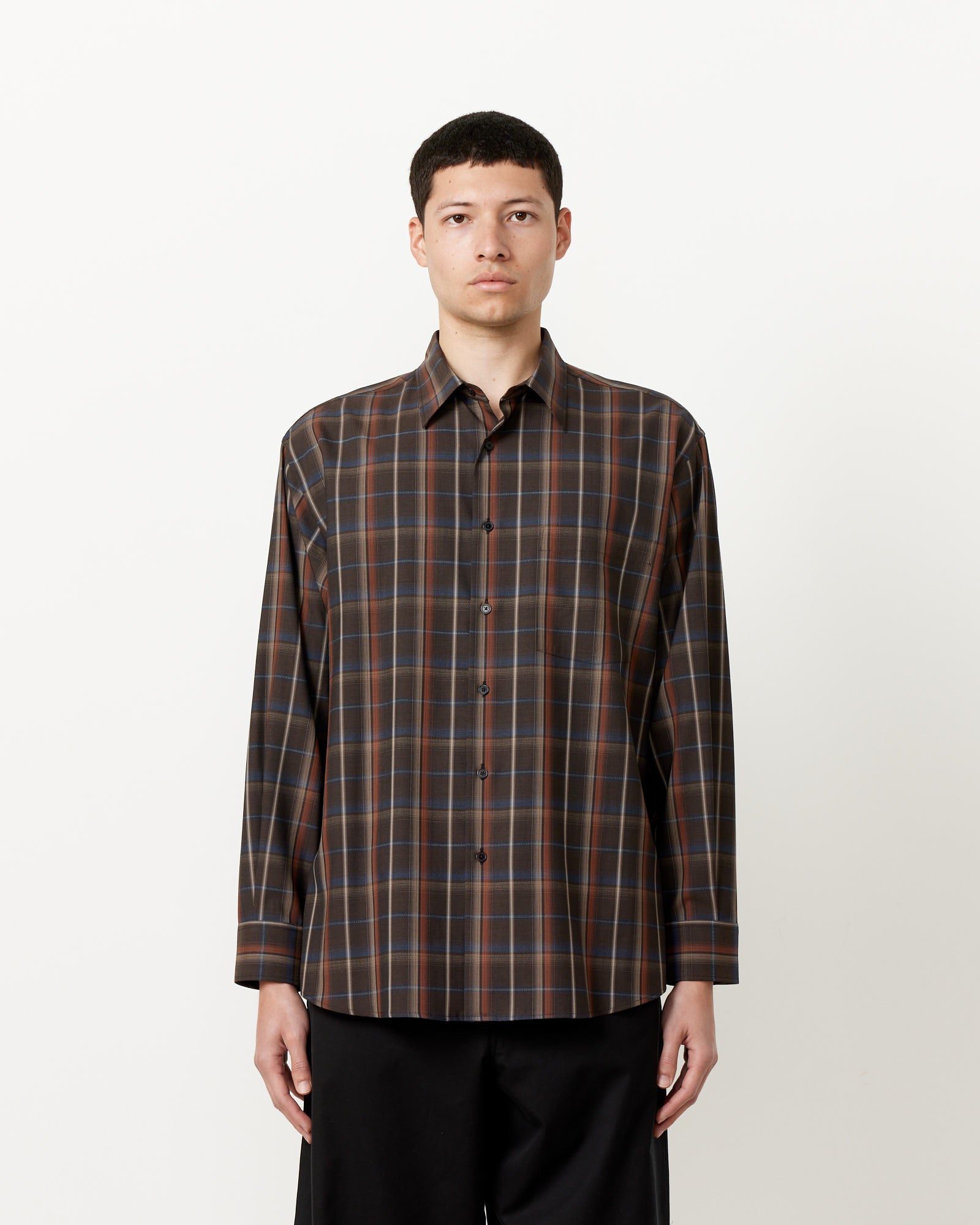 Auralee Super Light Check Shirt Dark Brown - Dark Brown / 4 (255440)