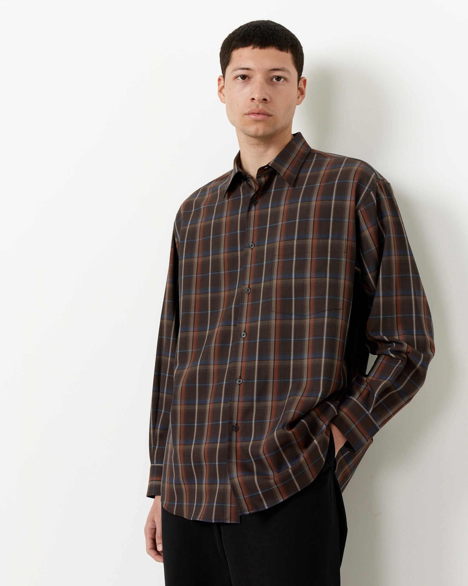 Auralee Super Light Check Shirt Dark Brown - Dark Brown / 4 (255440)