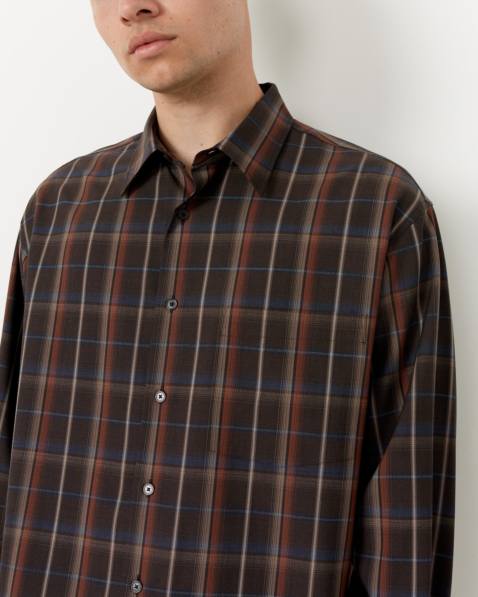 Auralee Super Light Check Shirt Dark Brown - Dark Brown / 4 (255440)