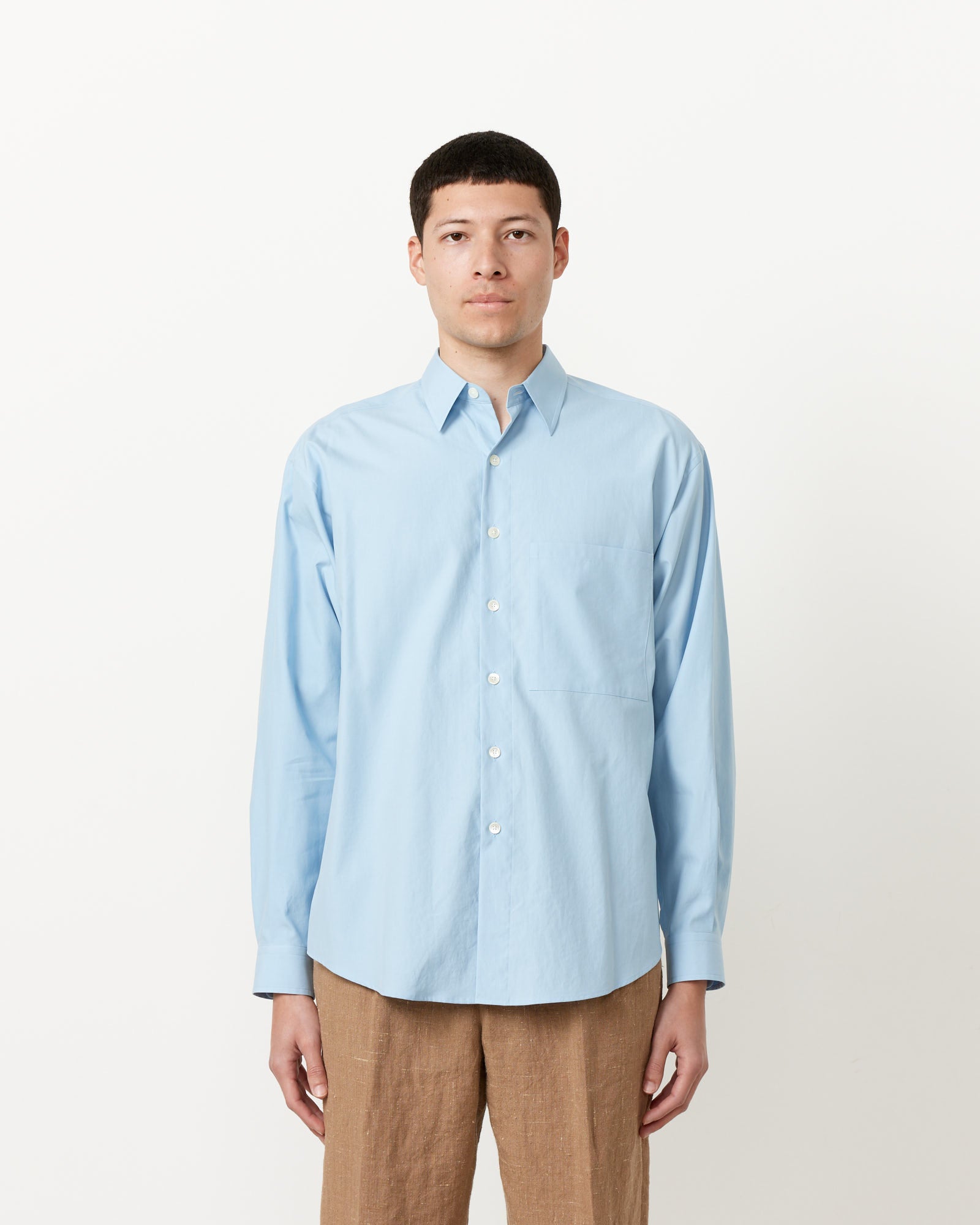 Auralee Washed Finx Twill Big Shirt Sax Blue - Sax Blue / 4 (255443)