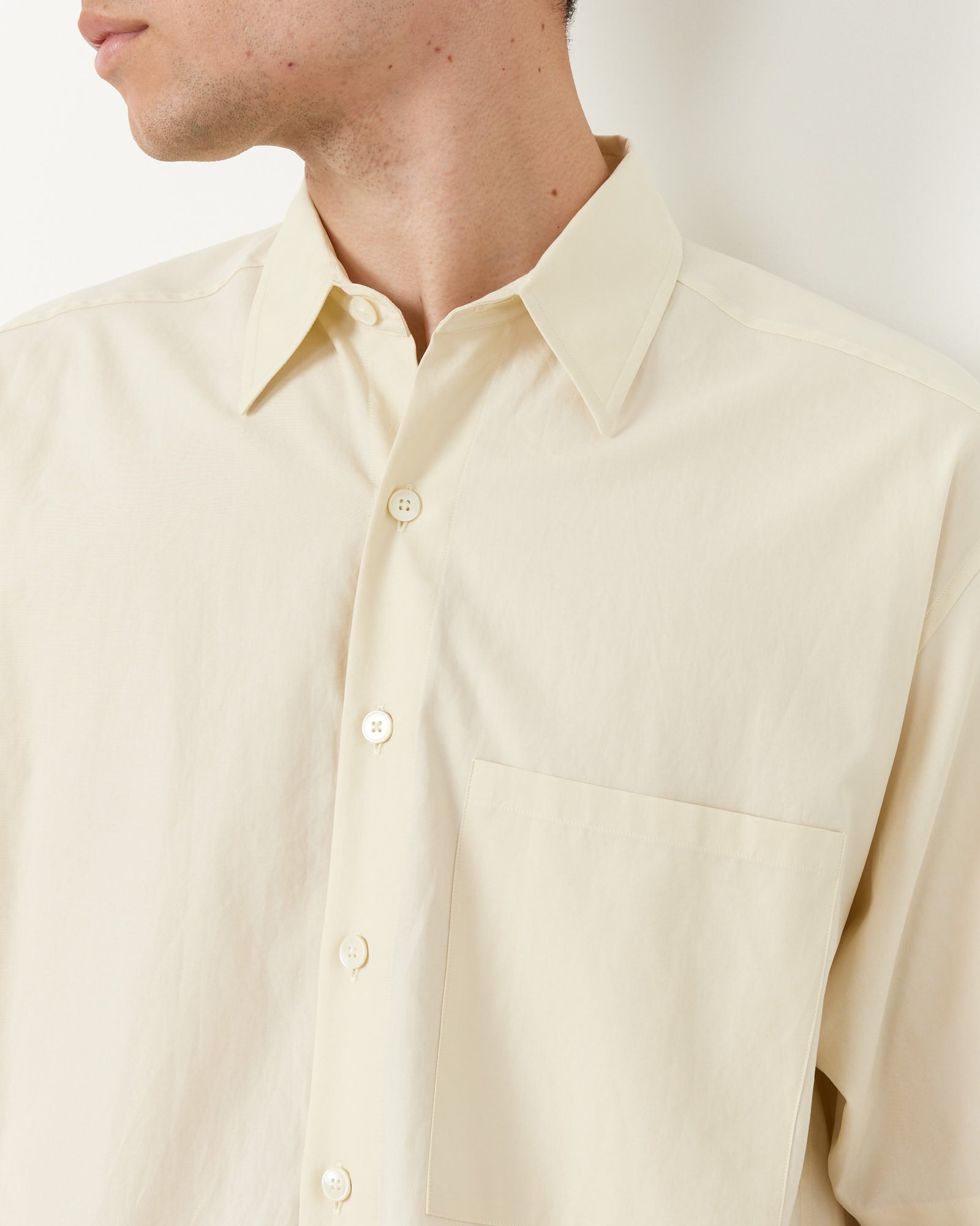 Auralee Washed Finx Twill Big H/S Shirt Light Yellow - Light Yellow / 4 (255446)