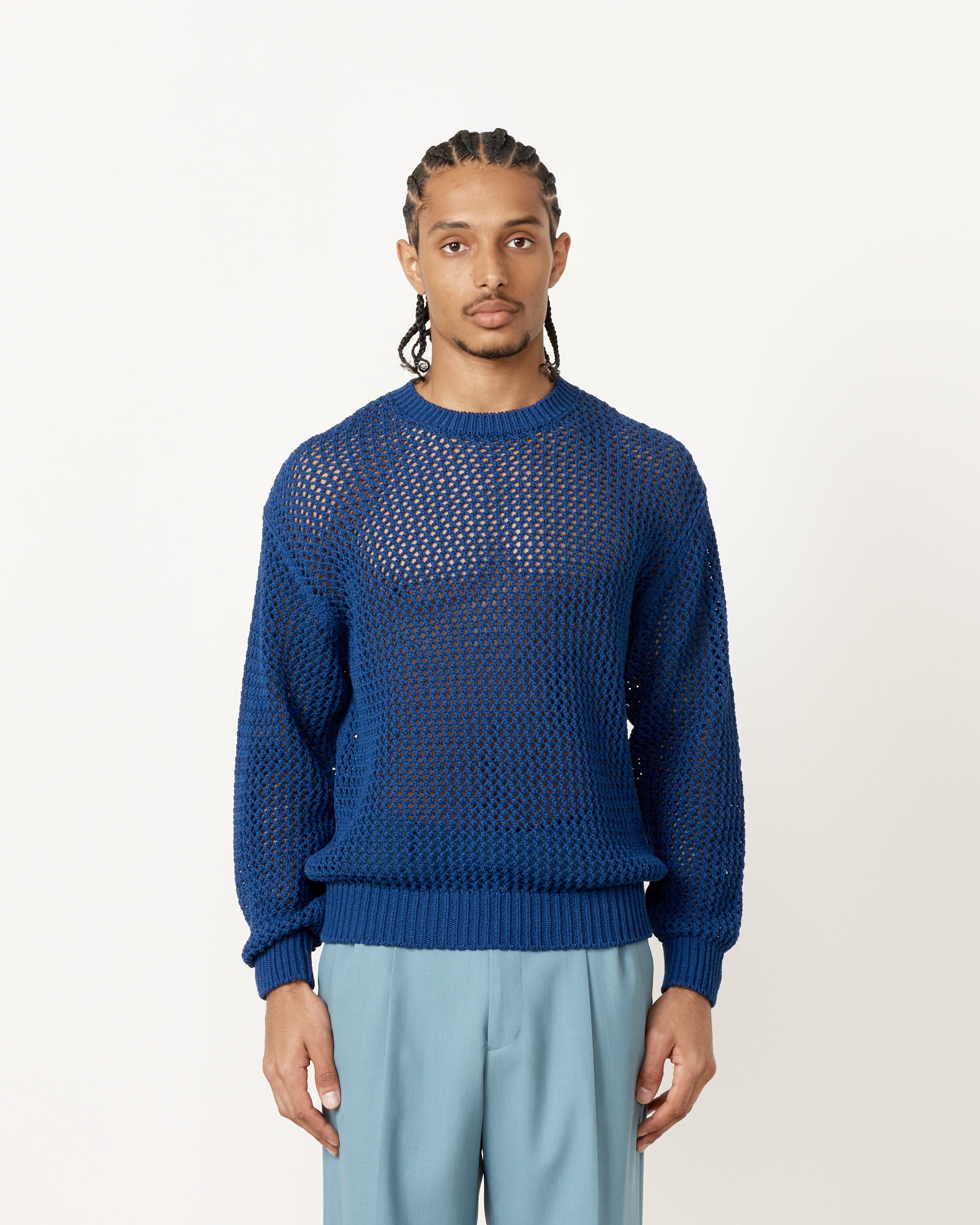 Auralee Lily-Yarn Mesh Knit Blue - Blue / 4 (255461)