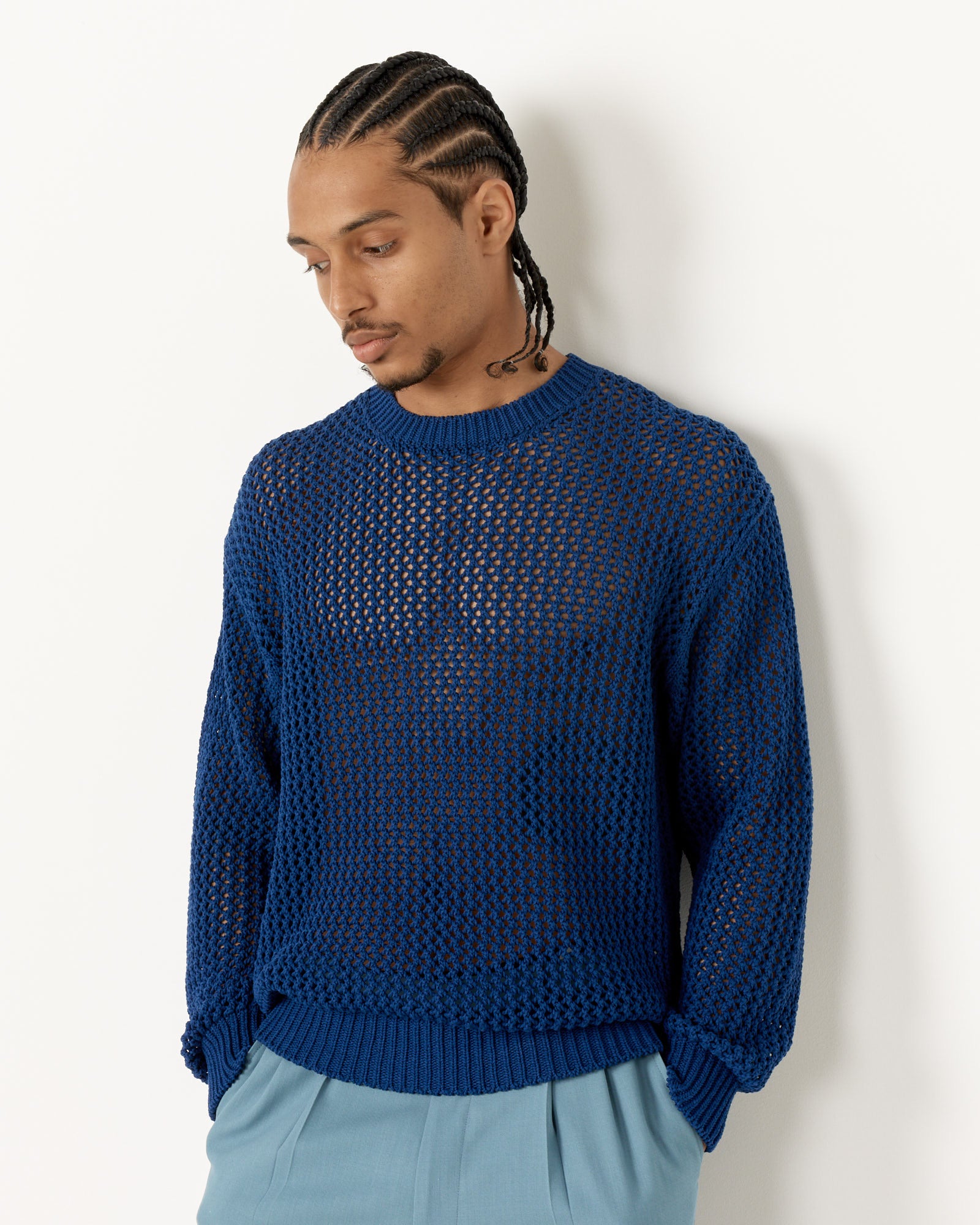 Auralee Lily-Yarn Mesh Knit Blue - Blue / 4 (255461)