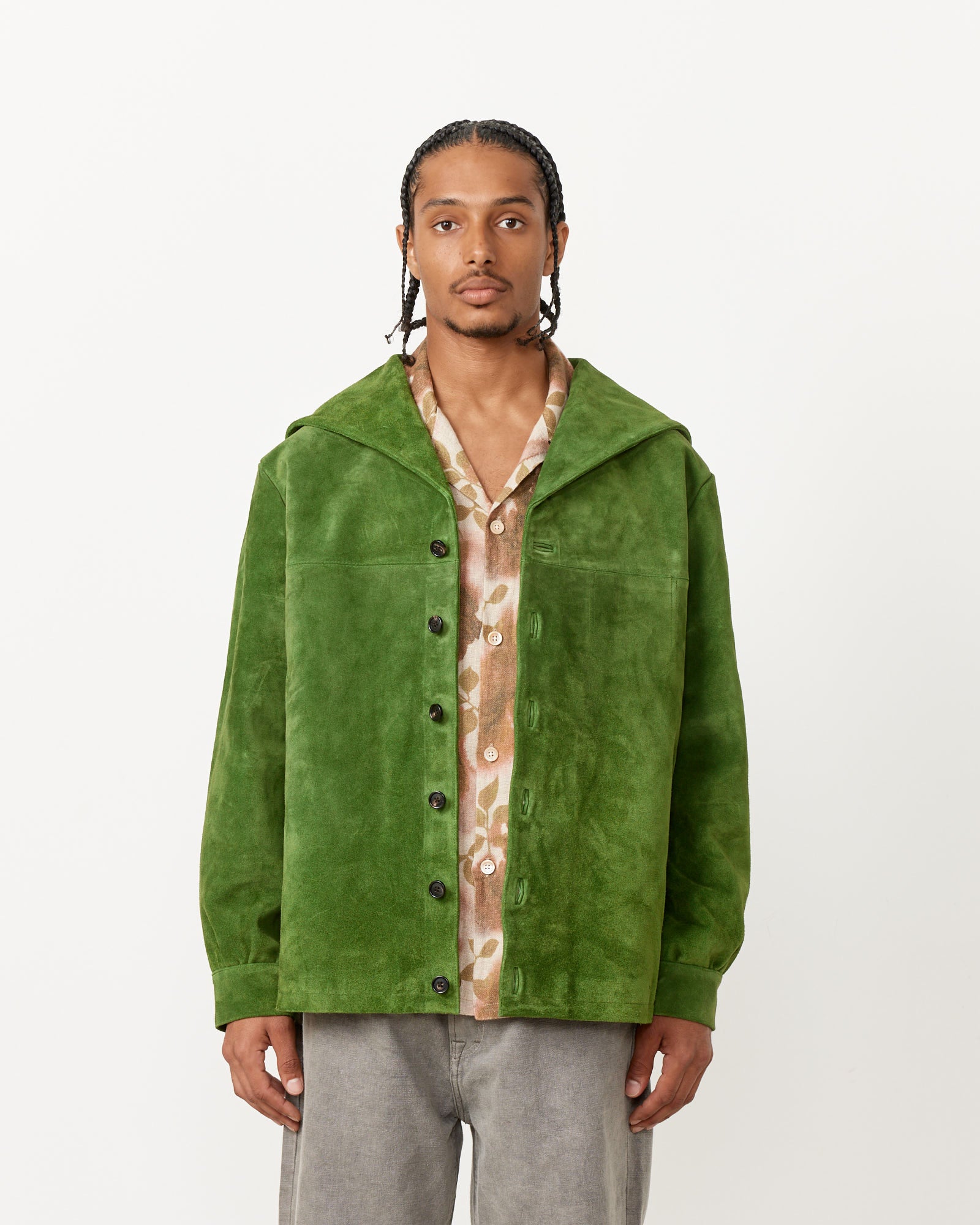 Bode Marine Suede Jacket - Green / L (255528)