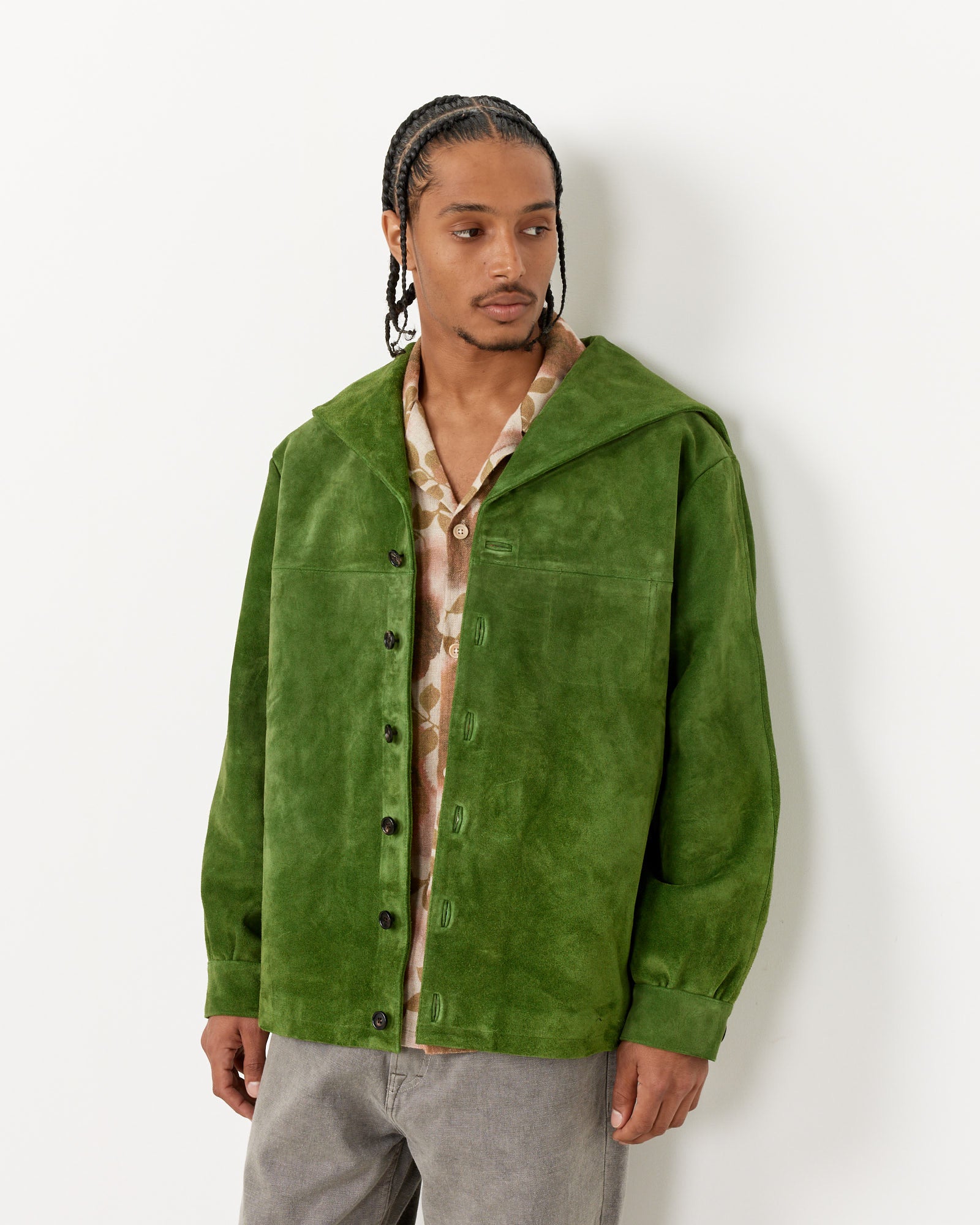 Bode Marine Suede Jacket - Green / L (255528)