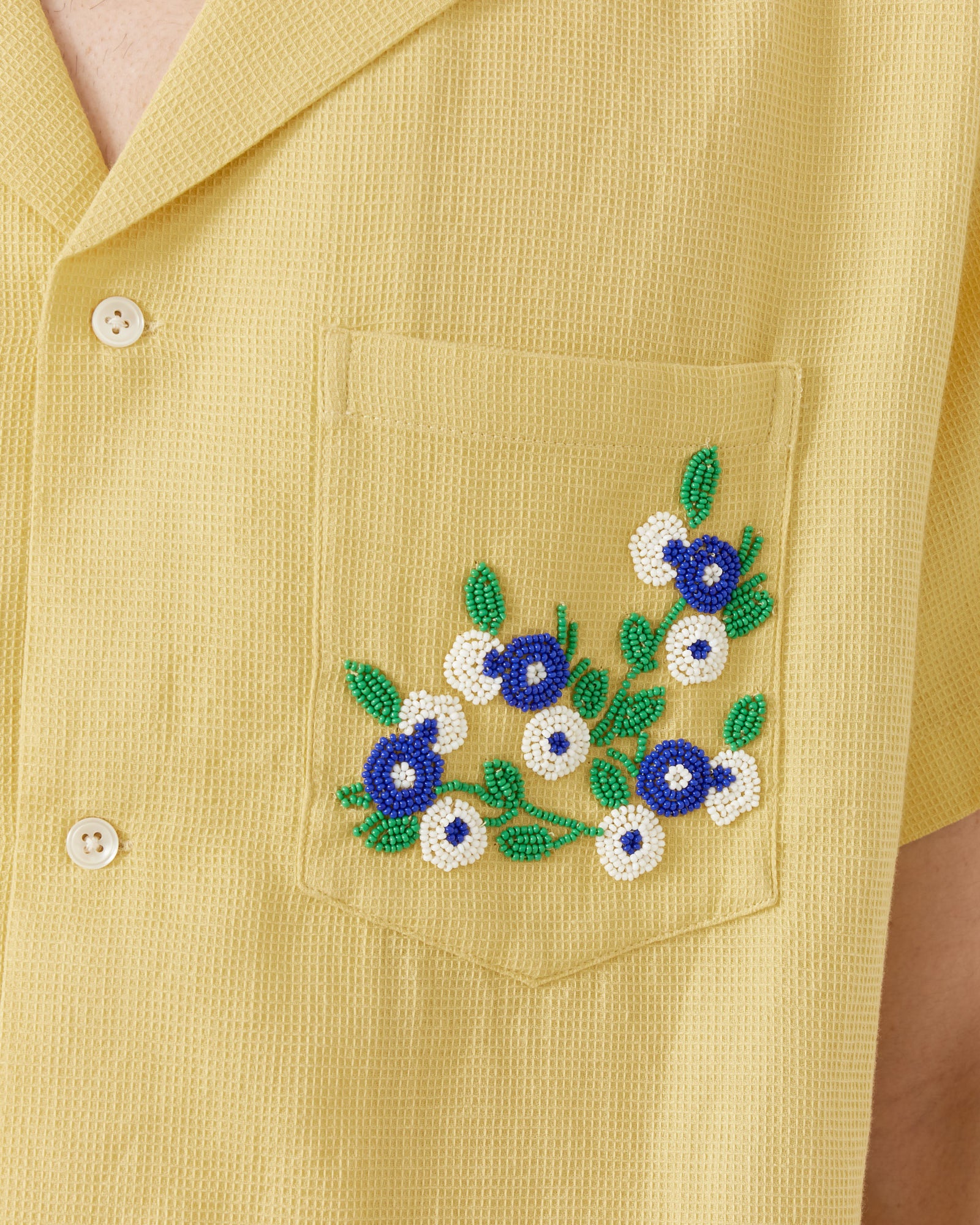 Bode Beaded Chicory S/S Shirt Yellow - Yellow / XL (255535)