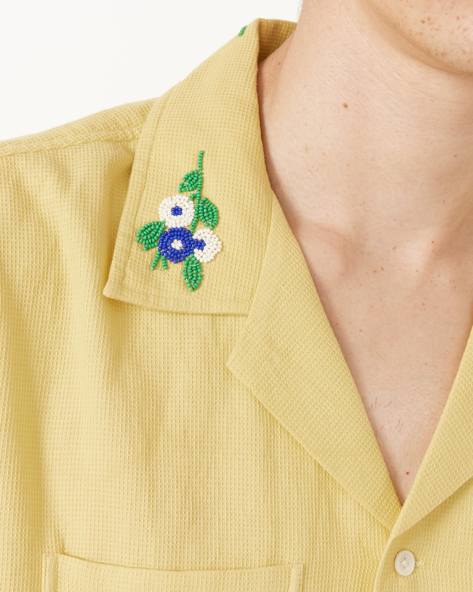 Bode Beaded Chicory S/S Shirt Yellow - Yellow / XL (255535)