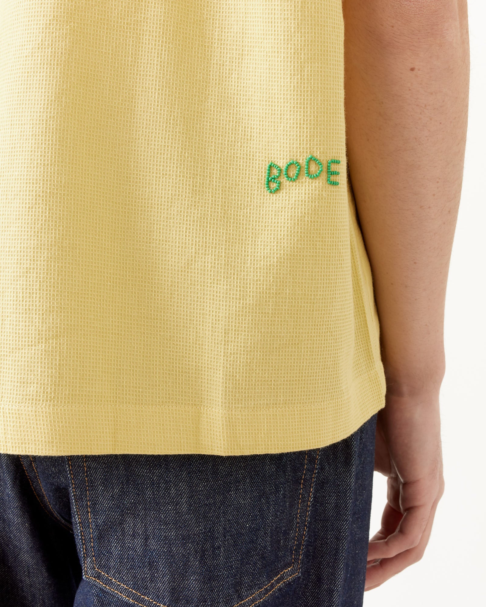 Bode Beaded Chicory S/S Shirt Yellow - Yellow / XL (255535)