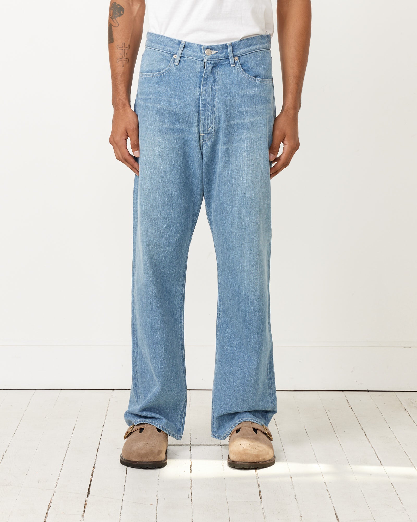 Faded Light Denim Pant in Light Indigo