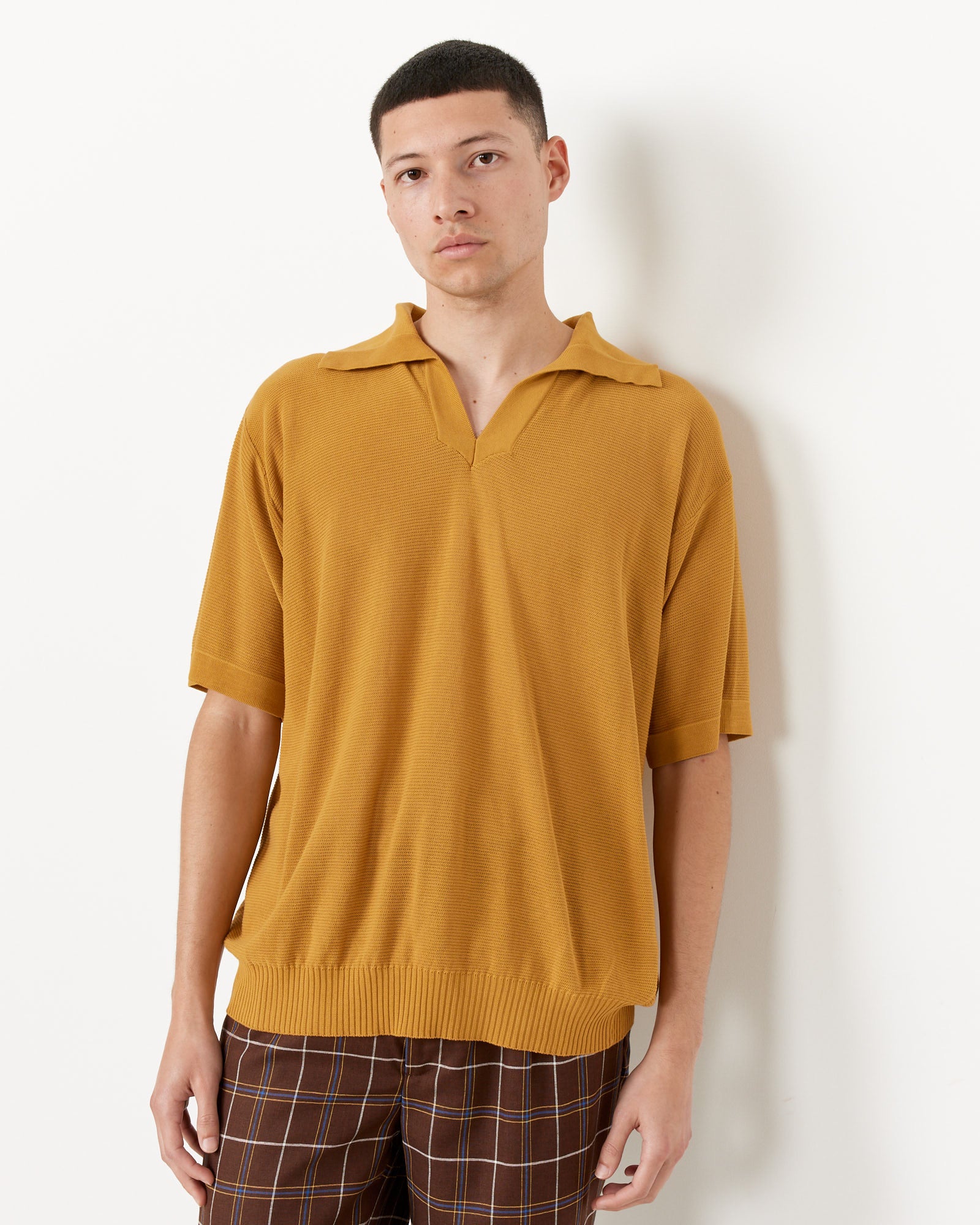 Bode Boxy Polo Brown Yellow - Brown Yellow / XL (255570)