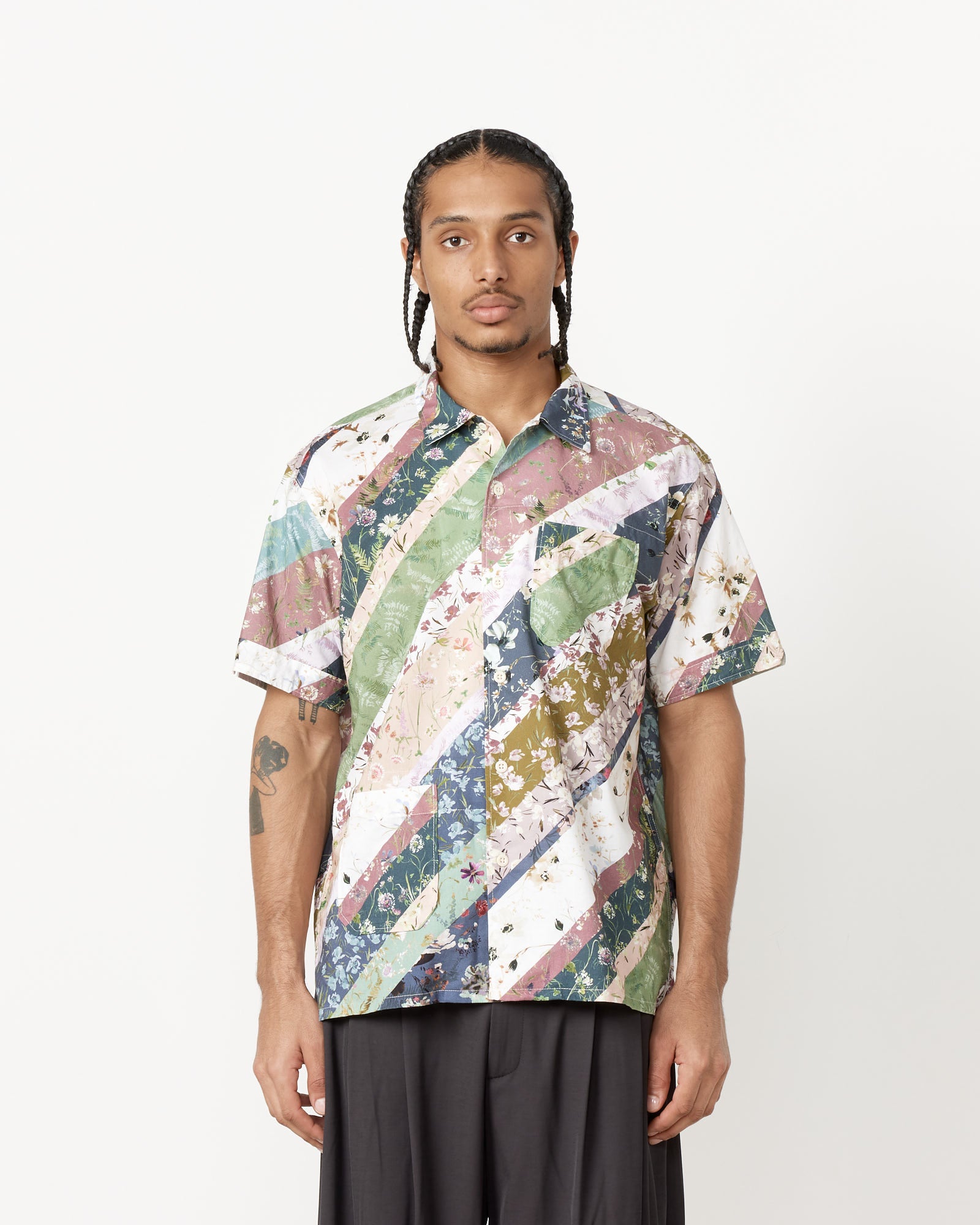 Engineered Garments Diagonal Print Camp Shirt Navy - Navy / M (255578)