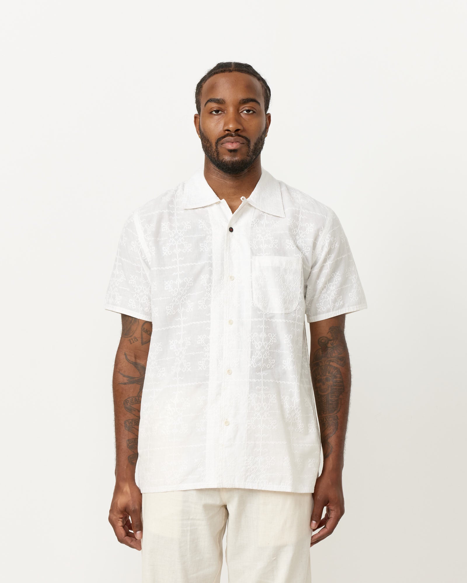 Kardo Schiffli Chintan Shirt White - White / L (255667)