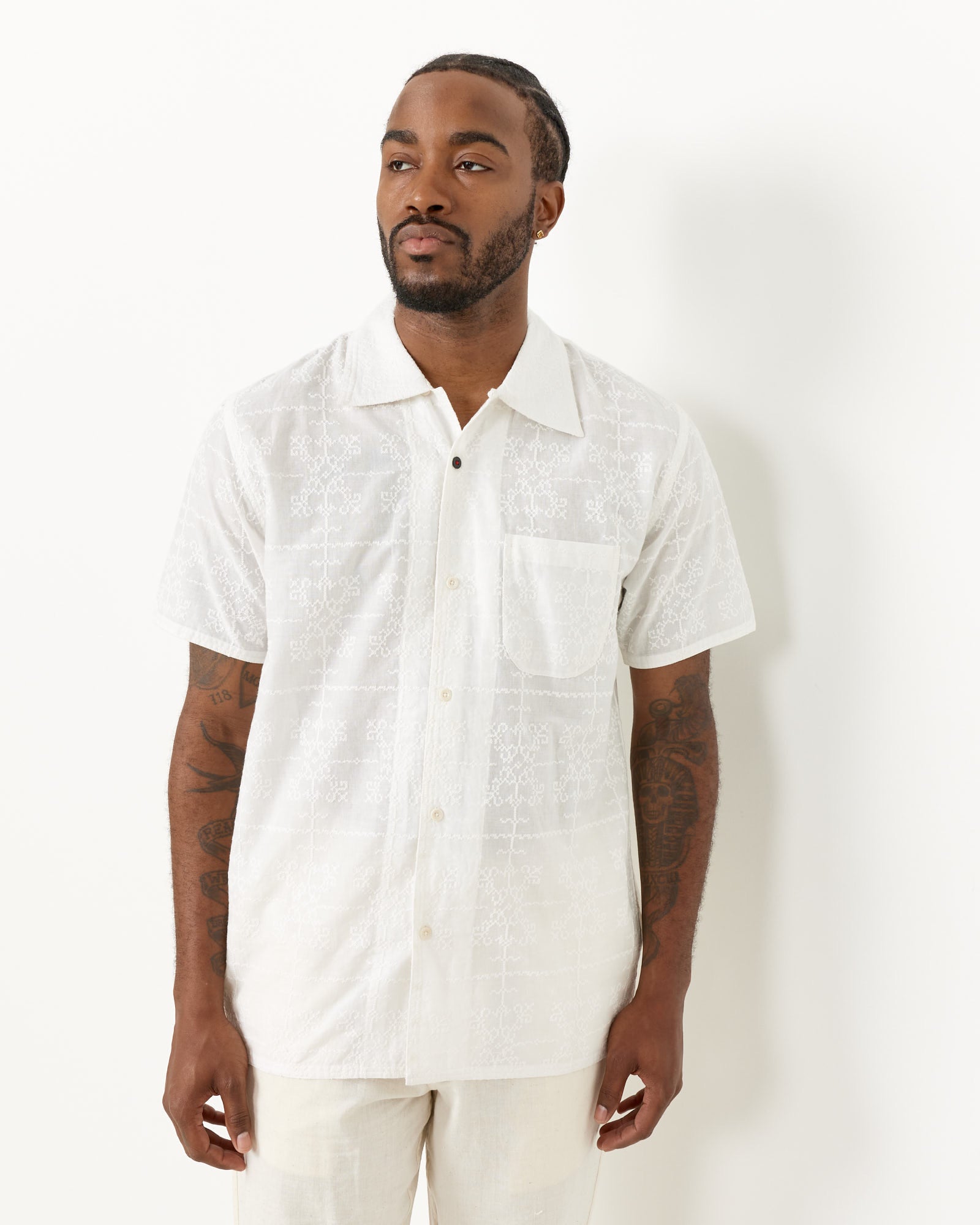 Kardo Schiffli Chintan Shirt White - White / L (255667)