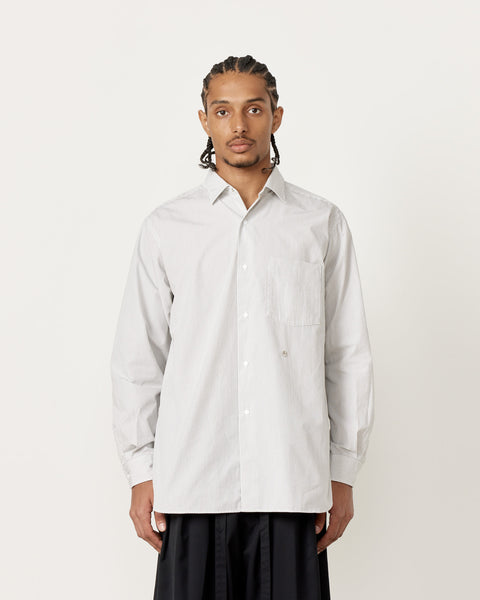 Regular Collar Stripe Wind Shirt in Beige