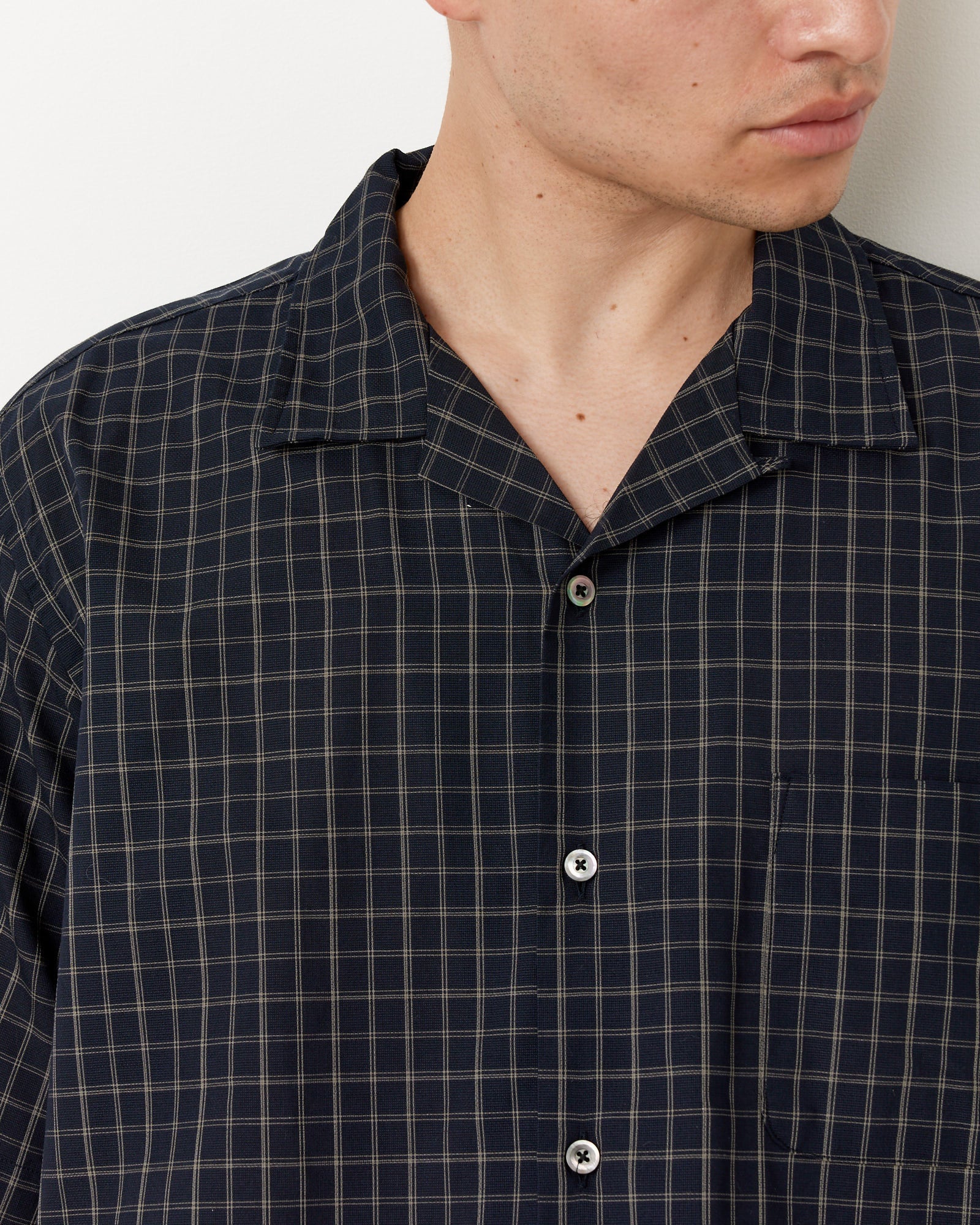 Nanamica Panama Plaid S/S Shirt Navy - Navy / L (255736)