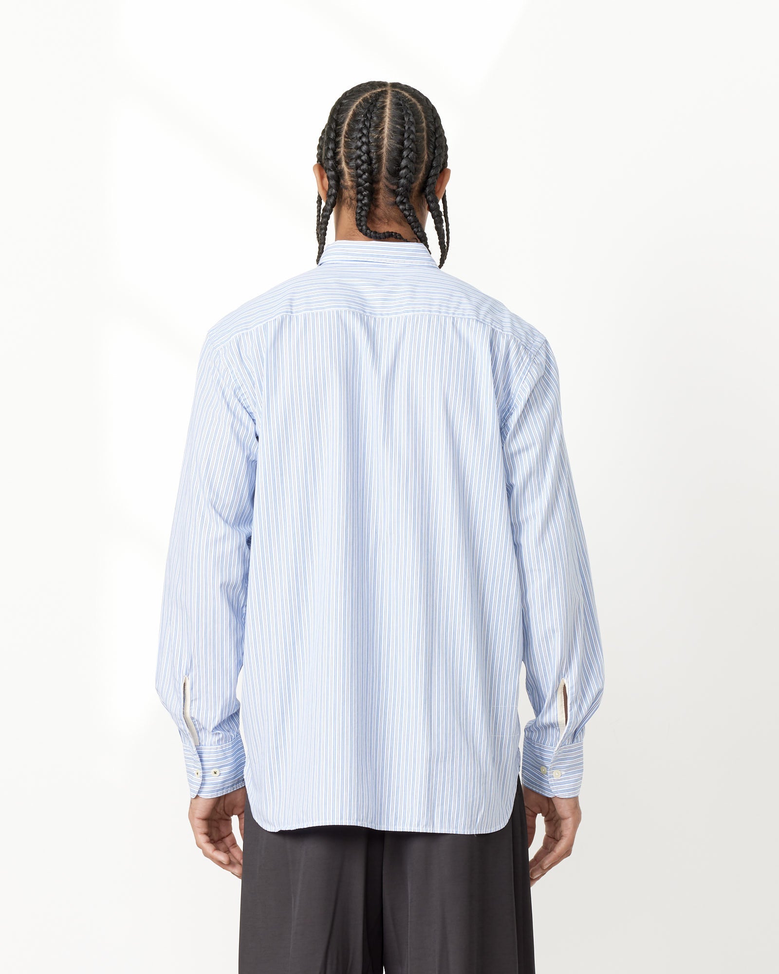 Universal Works Square Pocket Stripe Shirt Blue/Navy - Blue/Navy / L (255779)