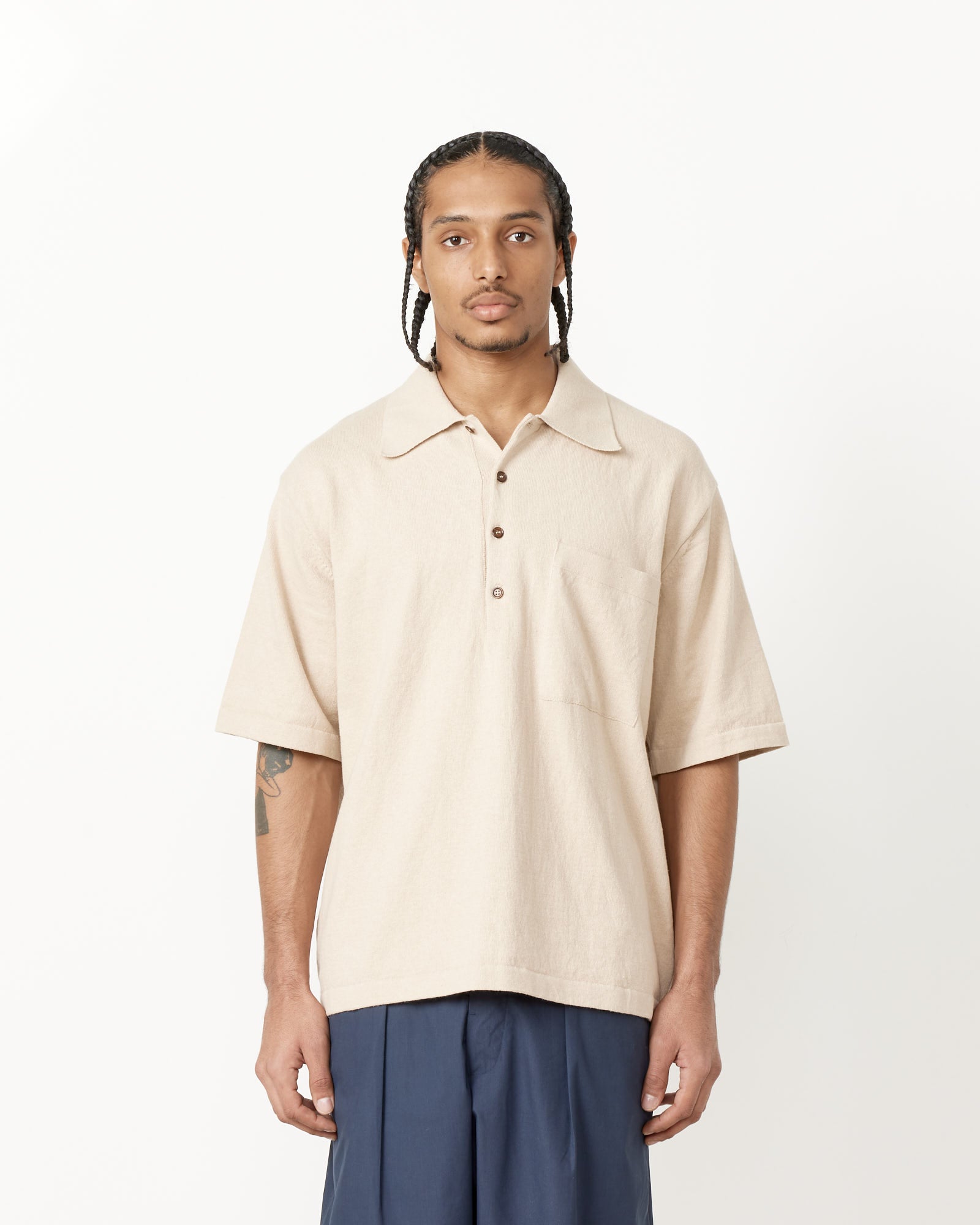 Pullover Shirt in Ecru Melange