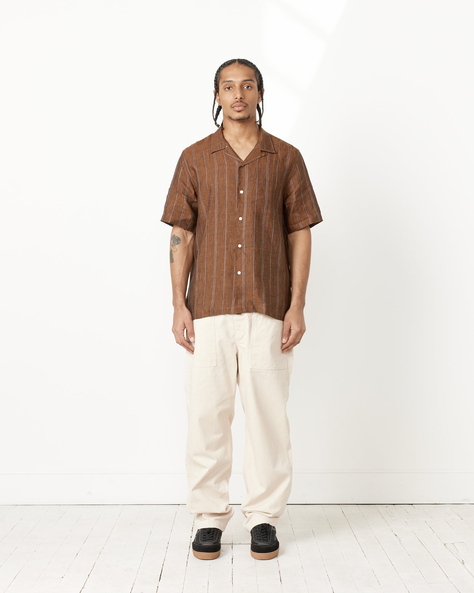 Universal Works Road Shirt Brown - Brown / L (255783)