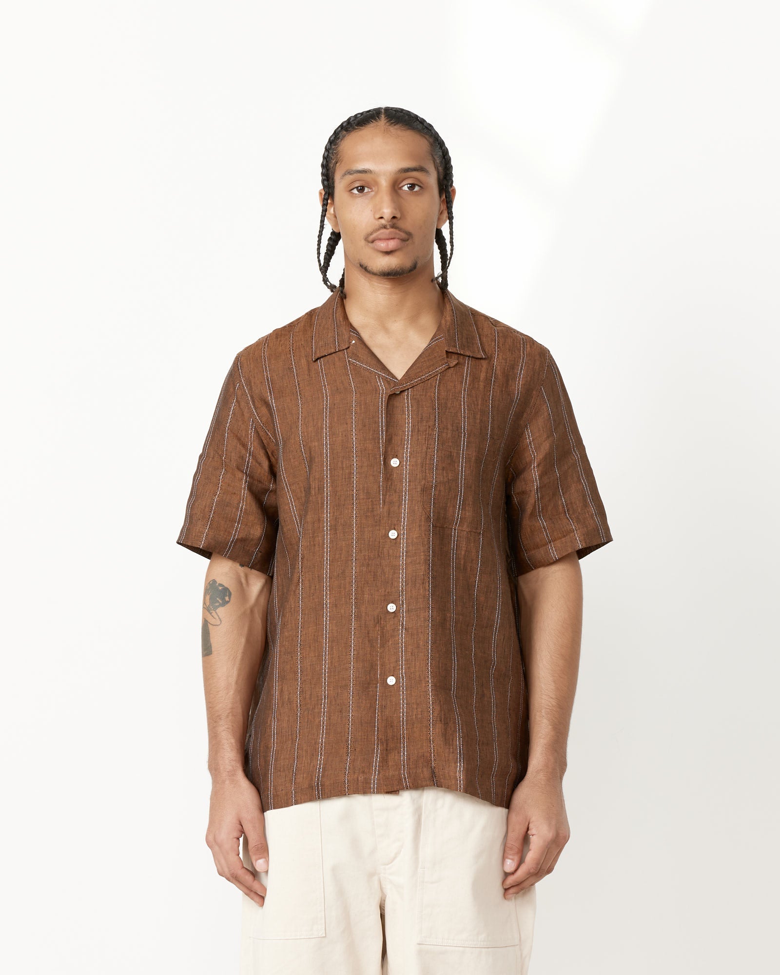 Universal Works Road Shirt Brown - Brown / L (255783)