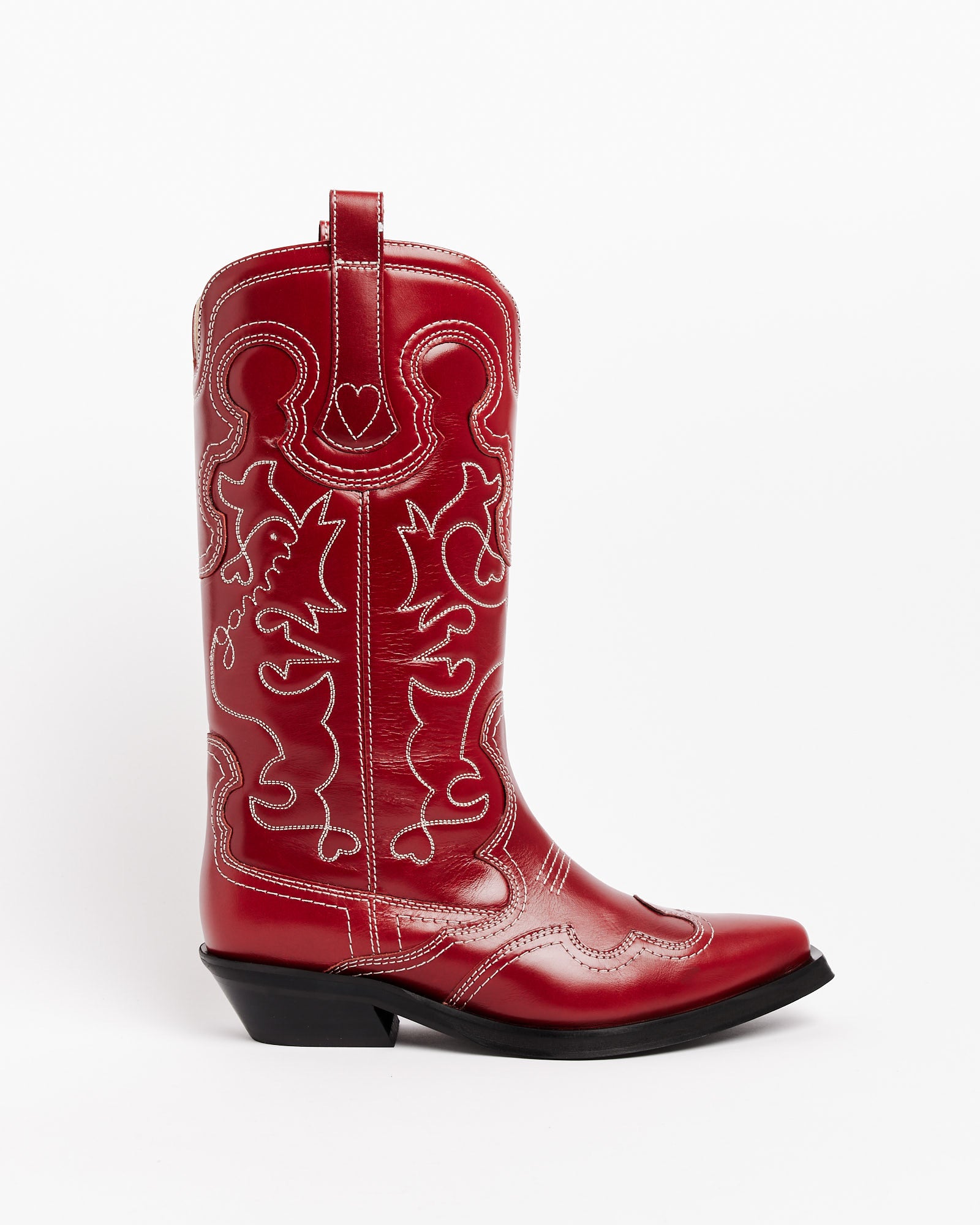 Mid Shaft Embroided Western Boot - Barbados Cherry / 39 (256059)