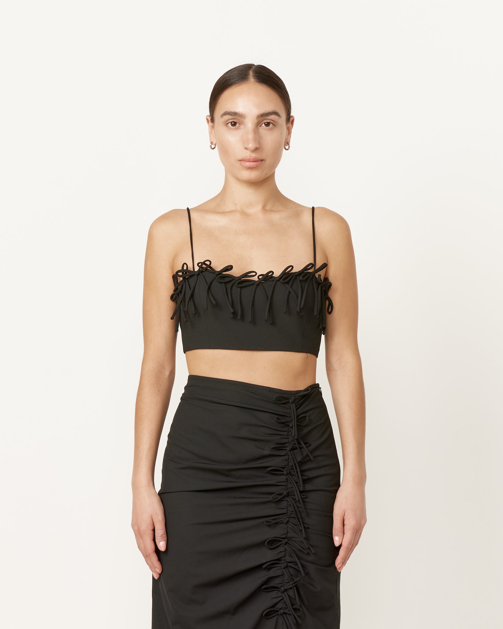 Ganni Drapey Melange Sleeveless Top - Black / 36 (256076)