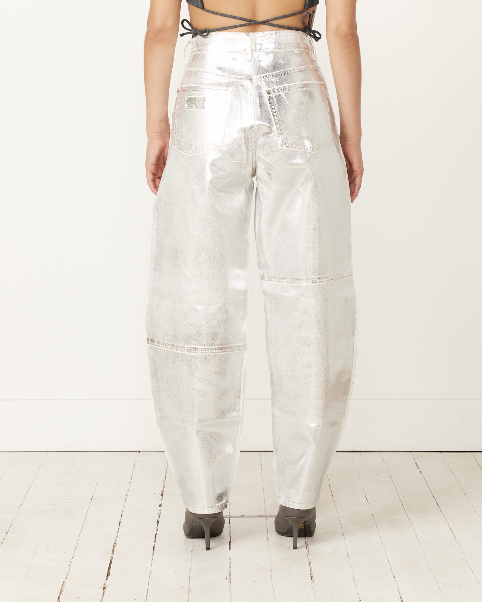 Ganni Foil Denim Stary Pant Bright White - Bright White / 26 (256081)