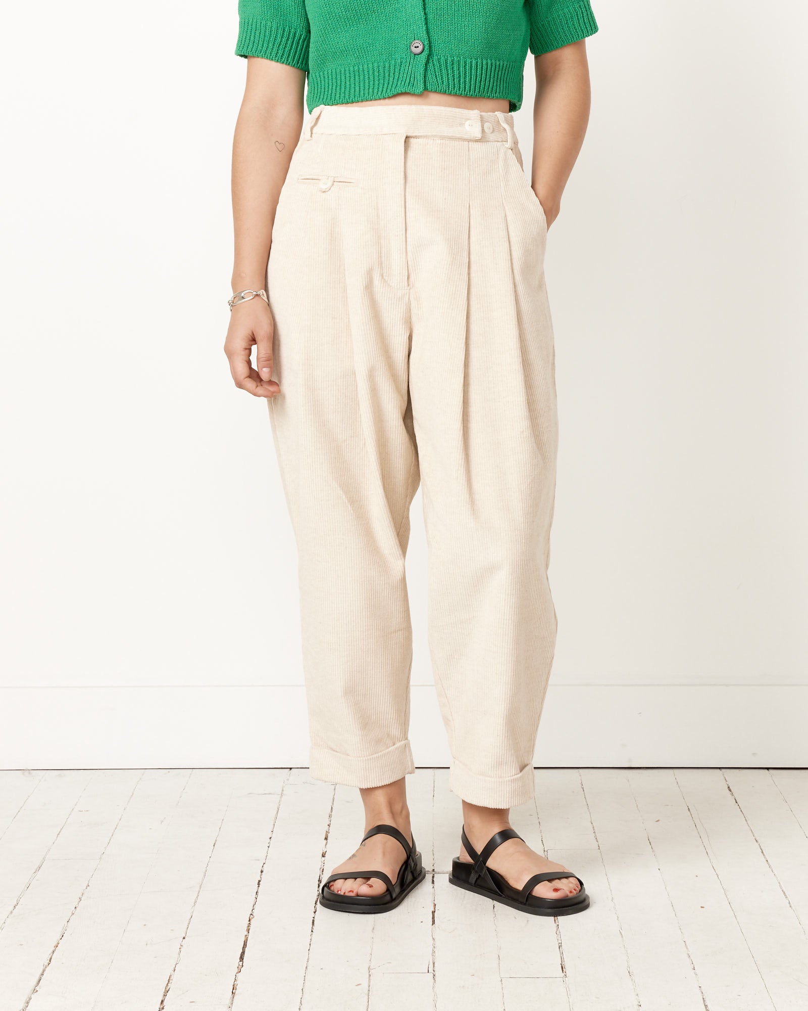 Cordera Corduroy Carrot Pant - Ecru / 1 (256117)