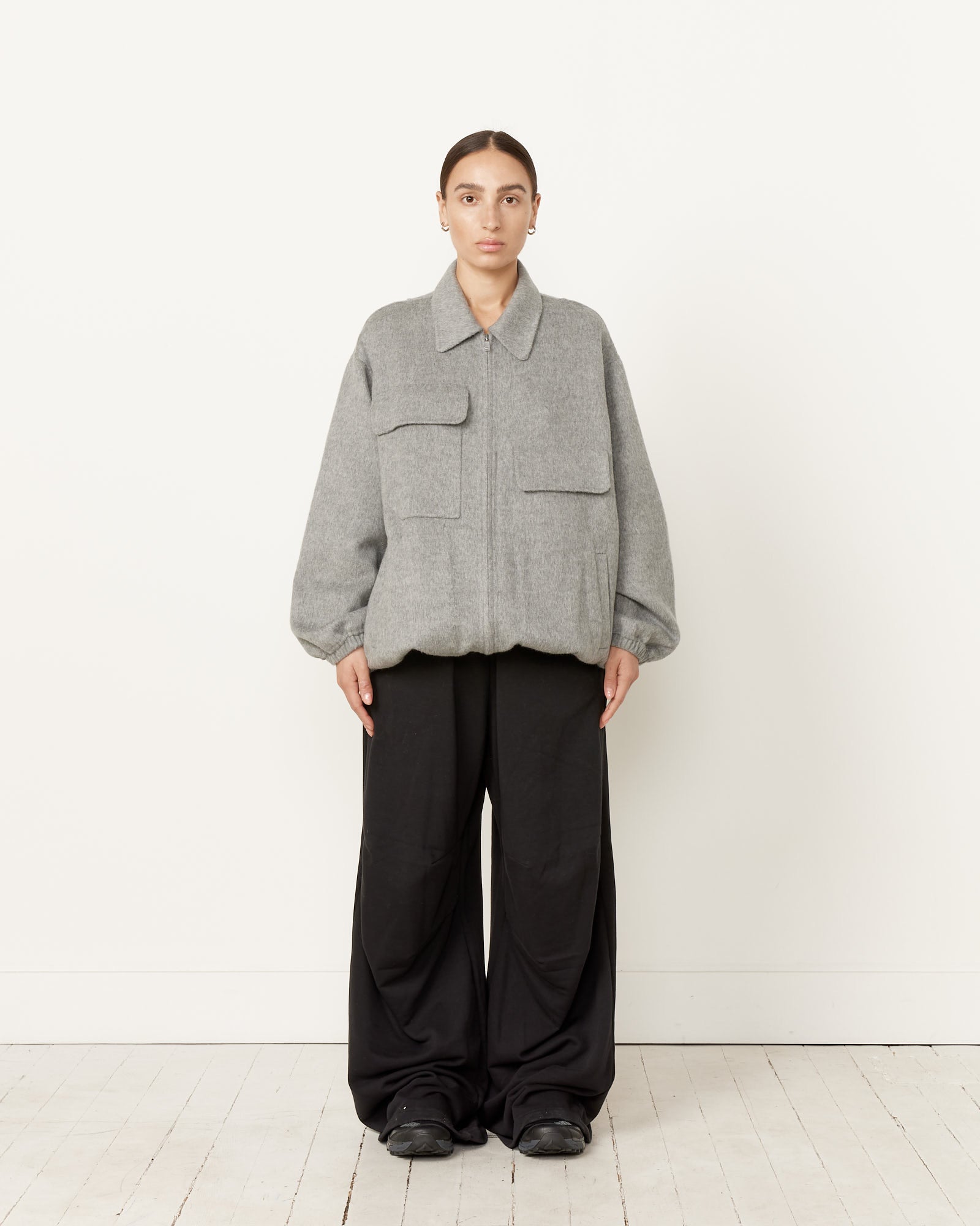 Tibi Angora Oversized Bomber Jacket - Heather Grey / S (256238)