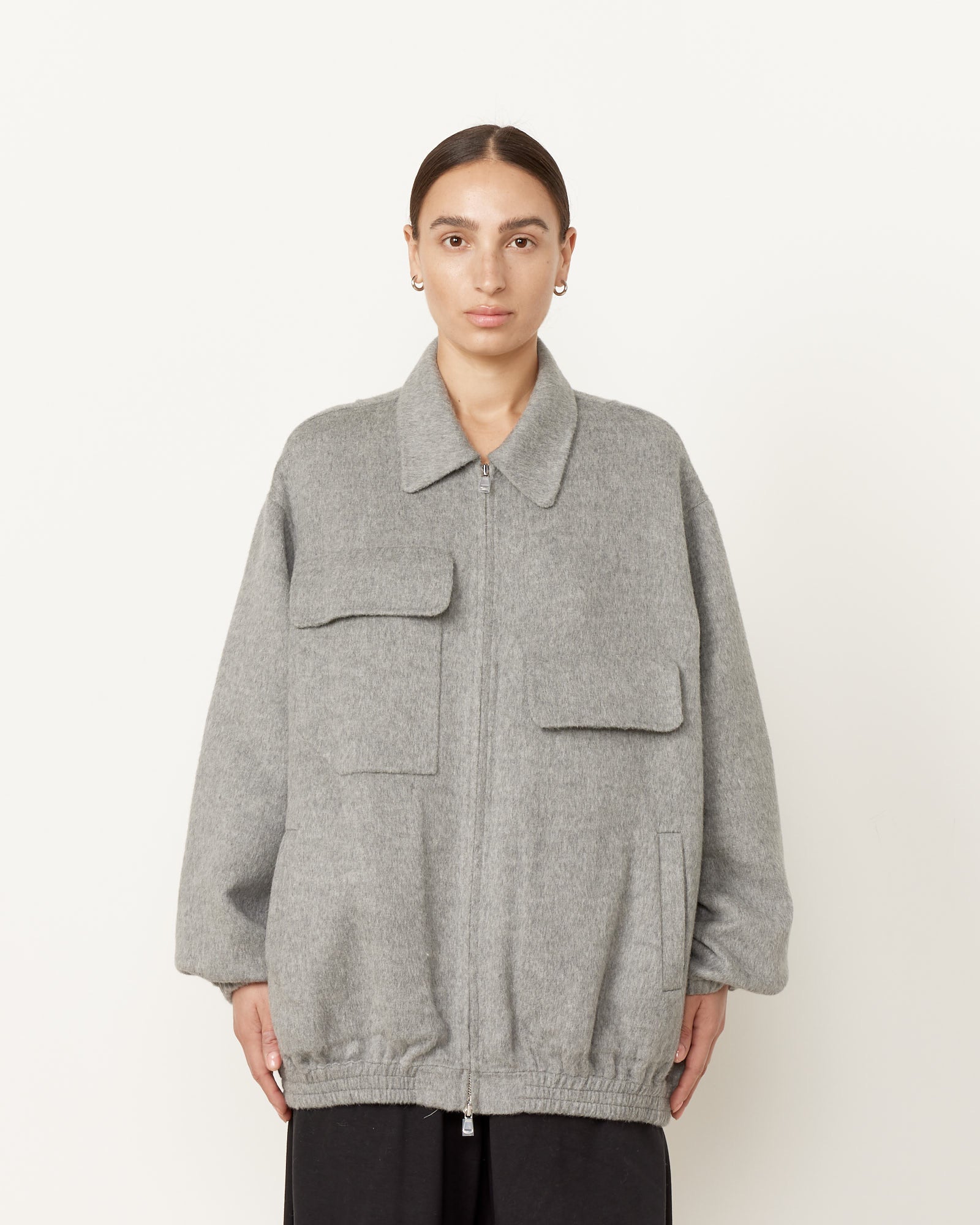 Tibi Angora Oversized Bomber Jacket - Heather Grey / S (256238)