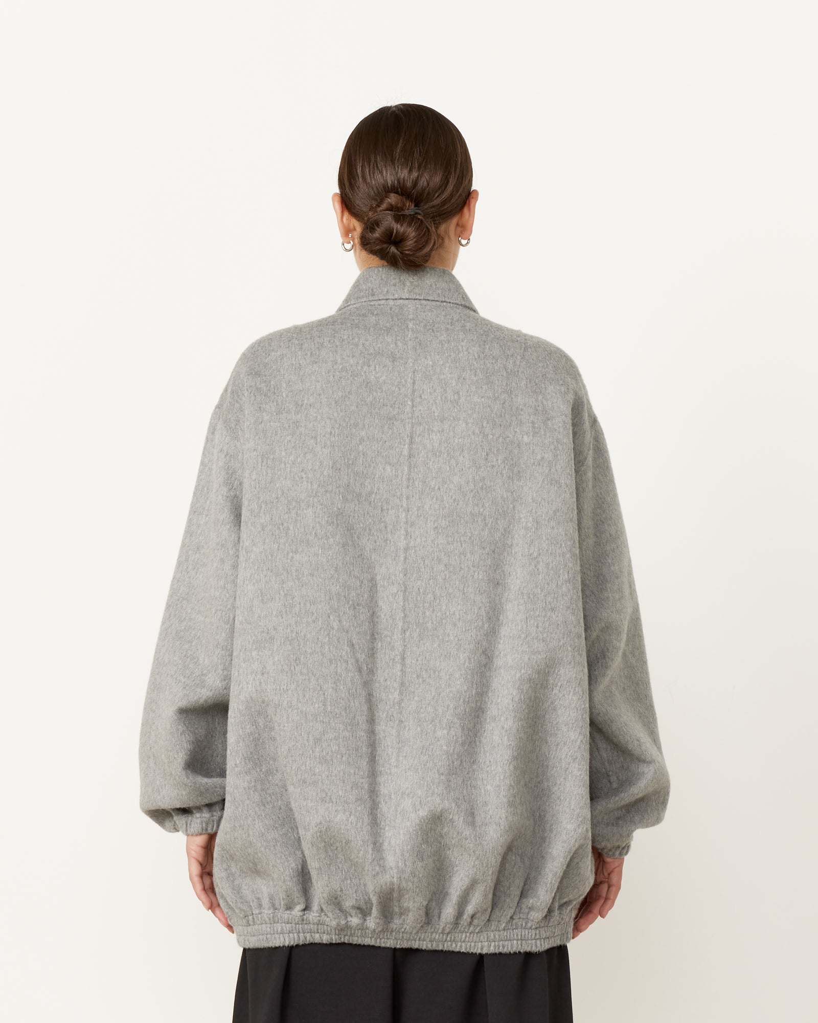 Tibi Angora Oversized Bomber Jacket - Heather Grey / S (256238)