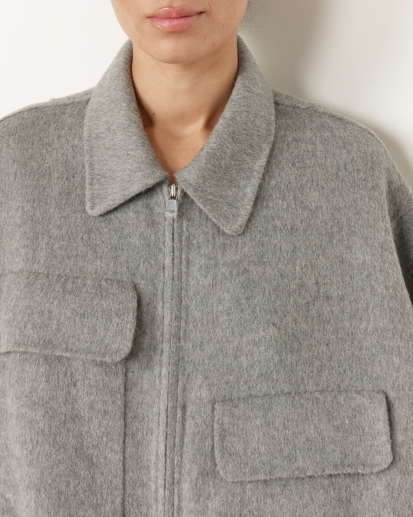 Tibi Angora Oversized Bomber Jacket - Heather Grey / S (256238)