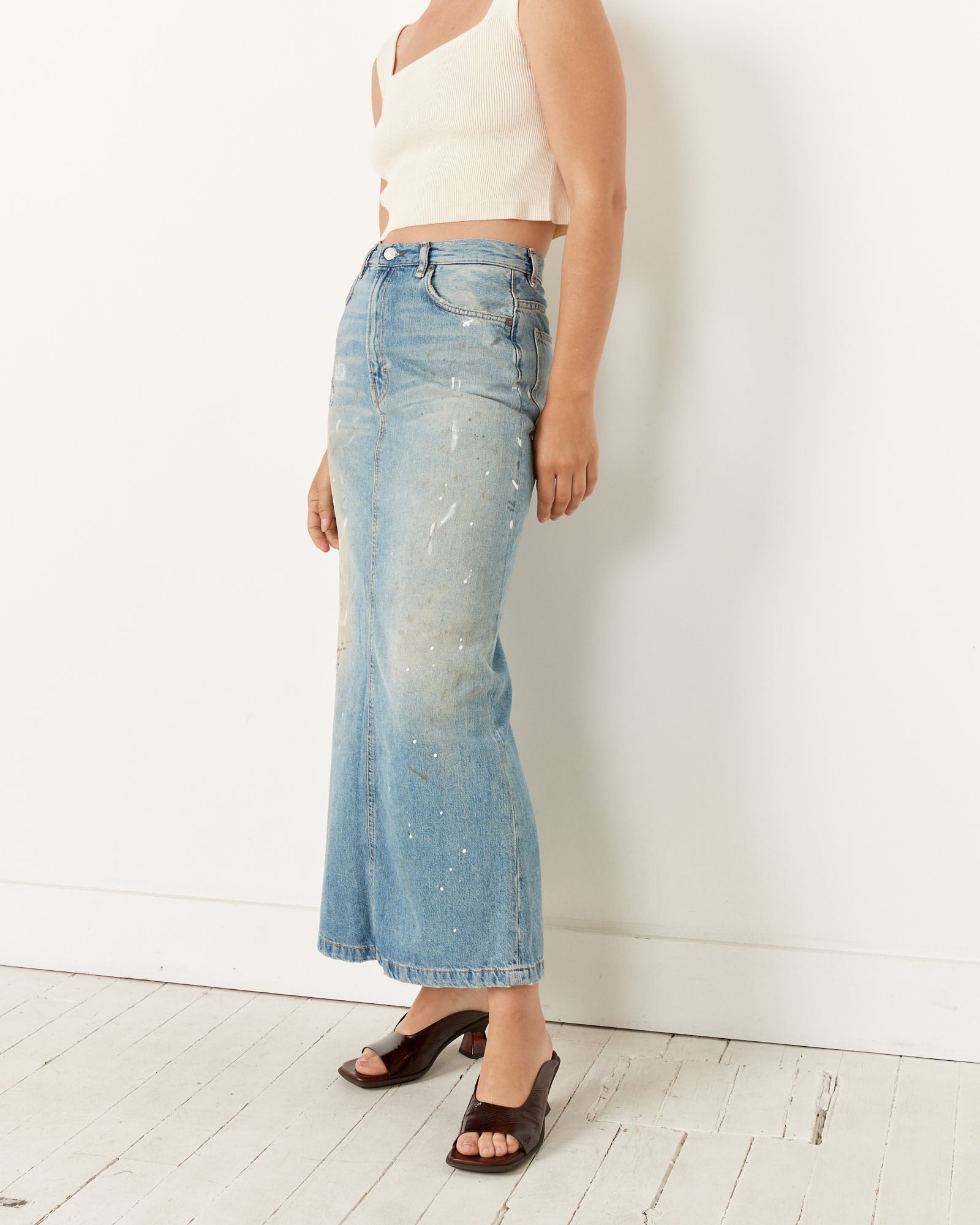 Denim Skirt in Light Blue