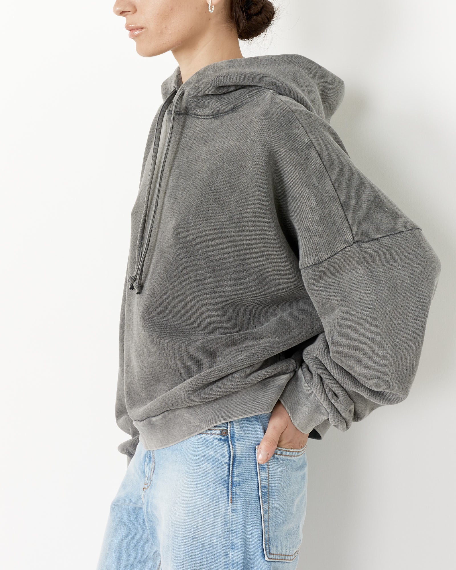 Gray Drawstring Hoodie - Faded Black / XS (256391)