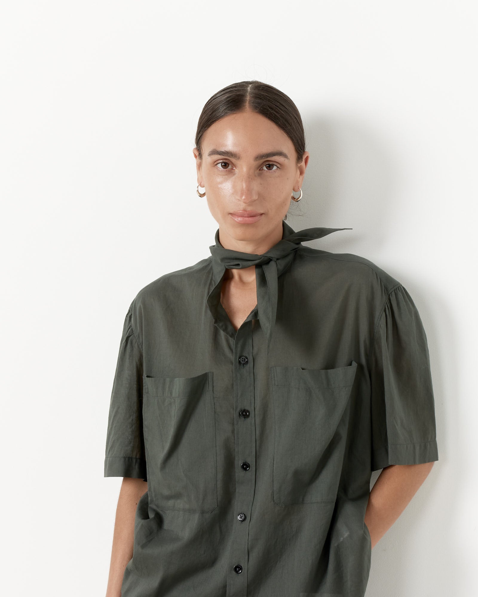 Lemaire S/S Foulard Shirt Asphalt - Asphalt / 36 (256495)