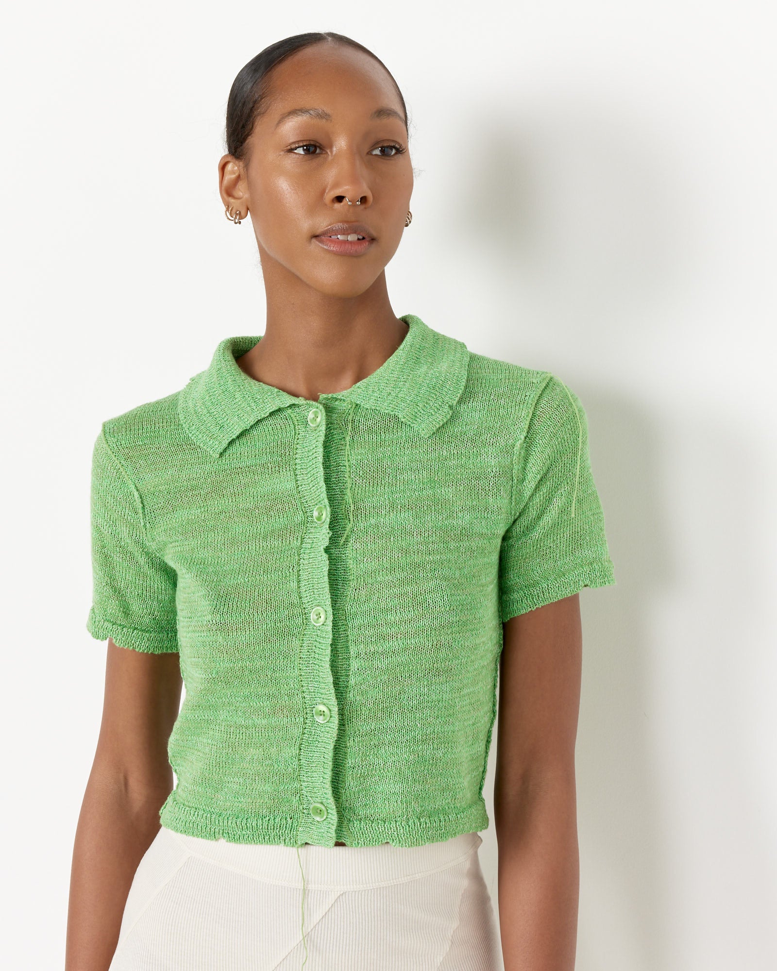 Short Sleeve Cardigan - Bright Green / XS (256614)