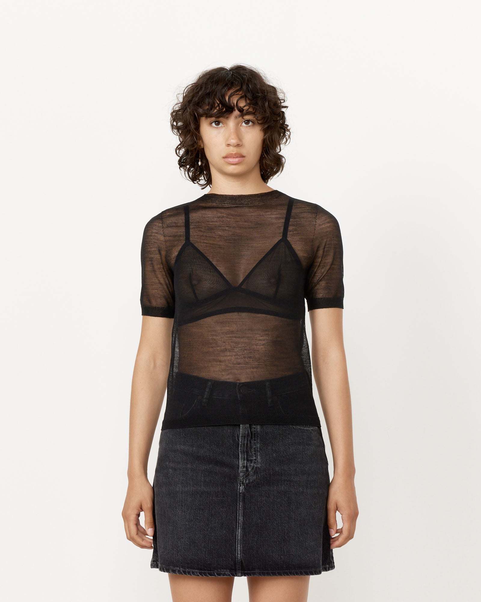 Sheer T-Shirt in Black - Black / S (256618)