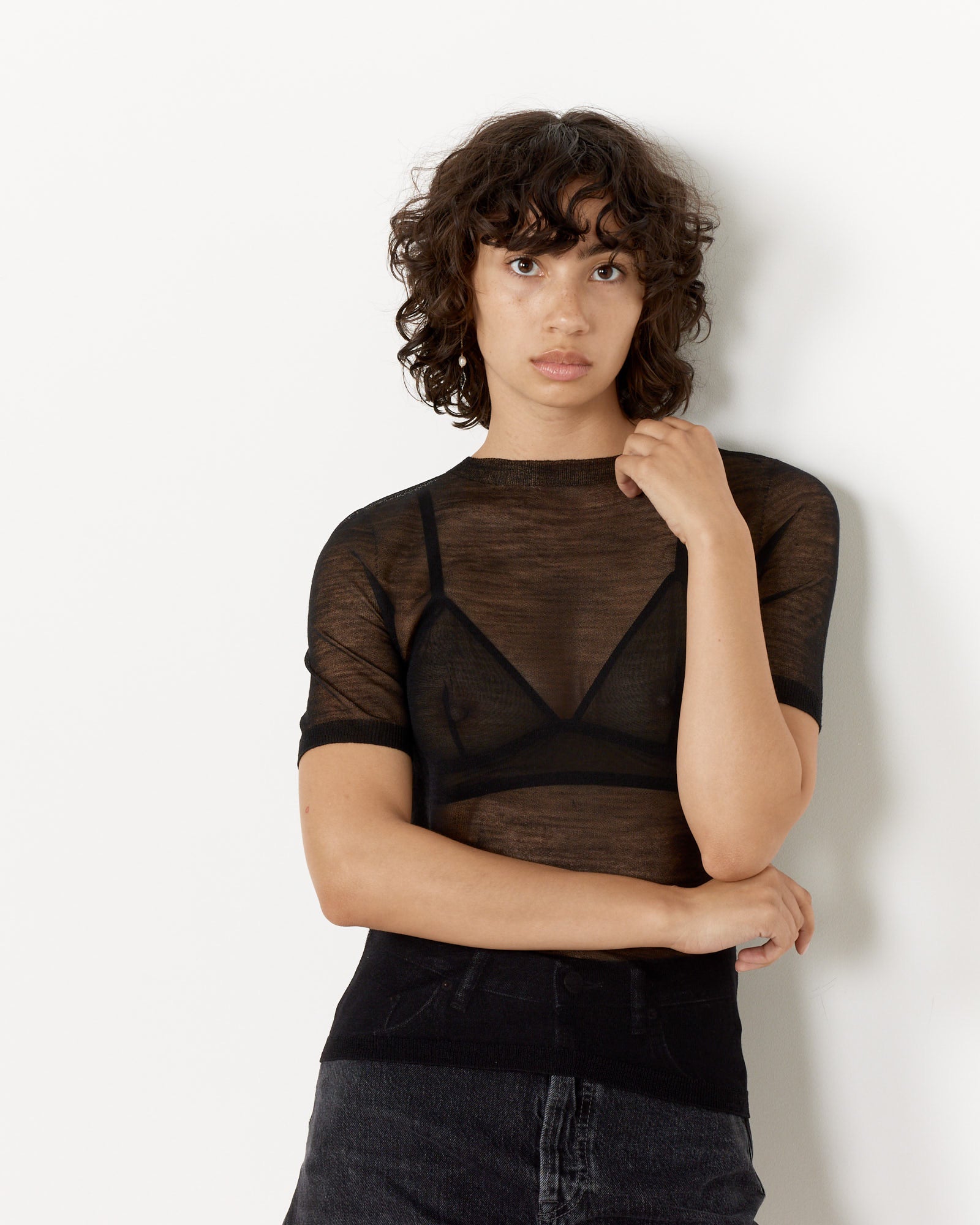 Sheer T-Shirt in Black - Black / S (256618)