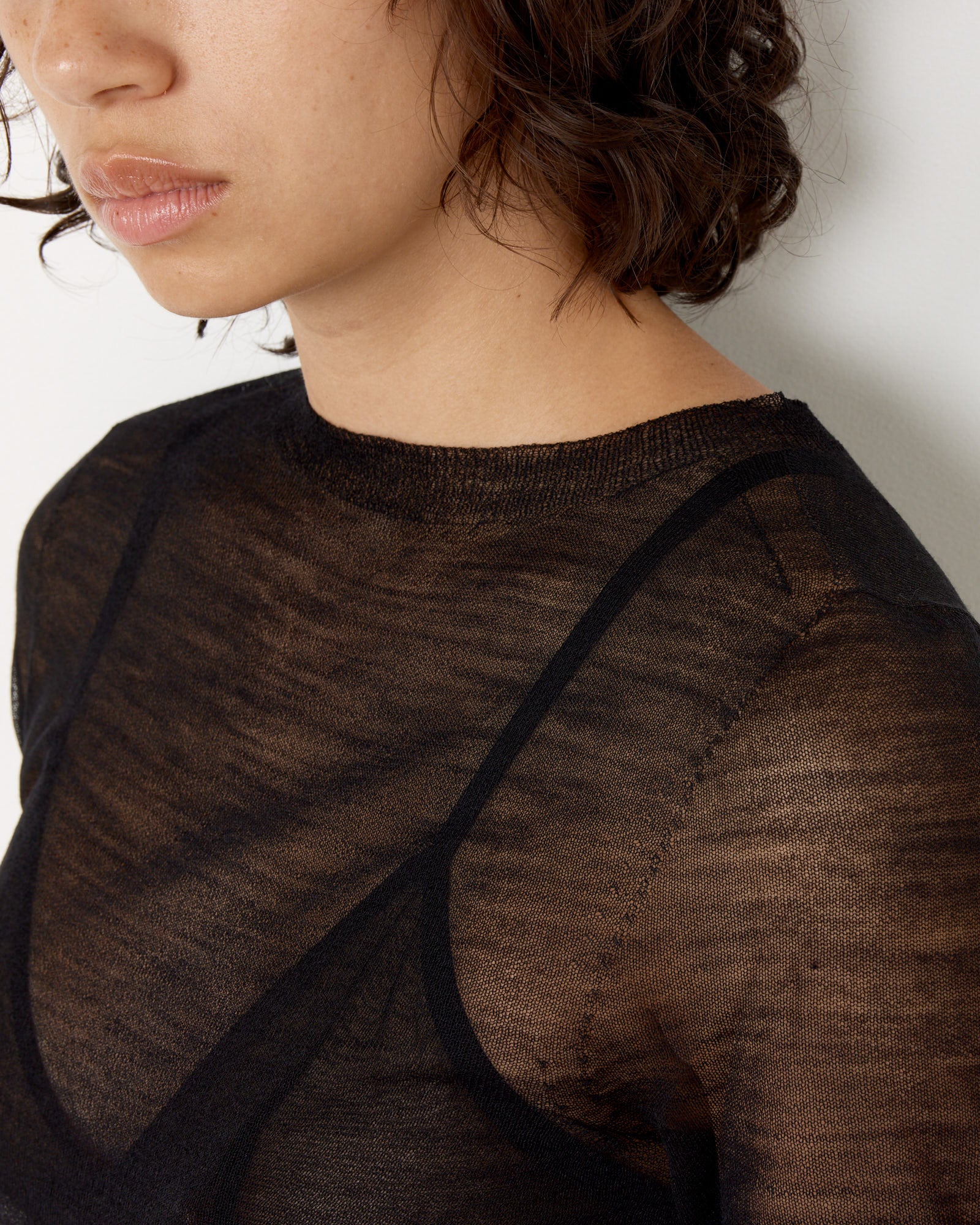 Sheer T-Shirt in Black - Black / S (256618)