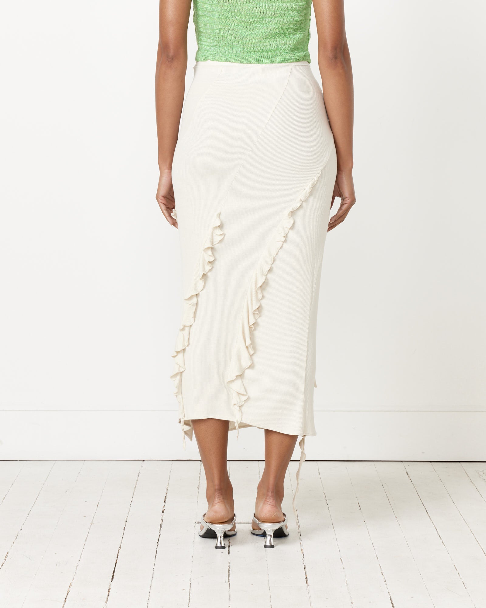 Ruffle Maxi Skirt in Ecru Beige - Ecru Beige / S (256654)