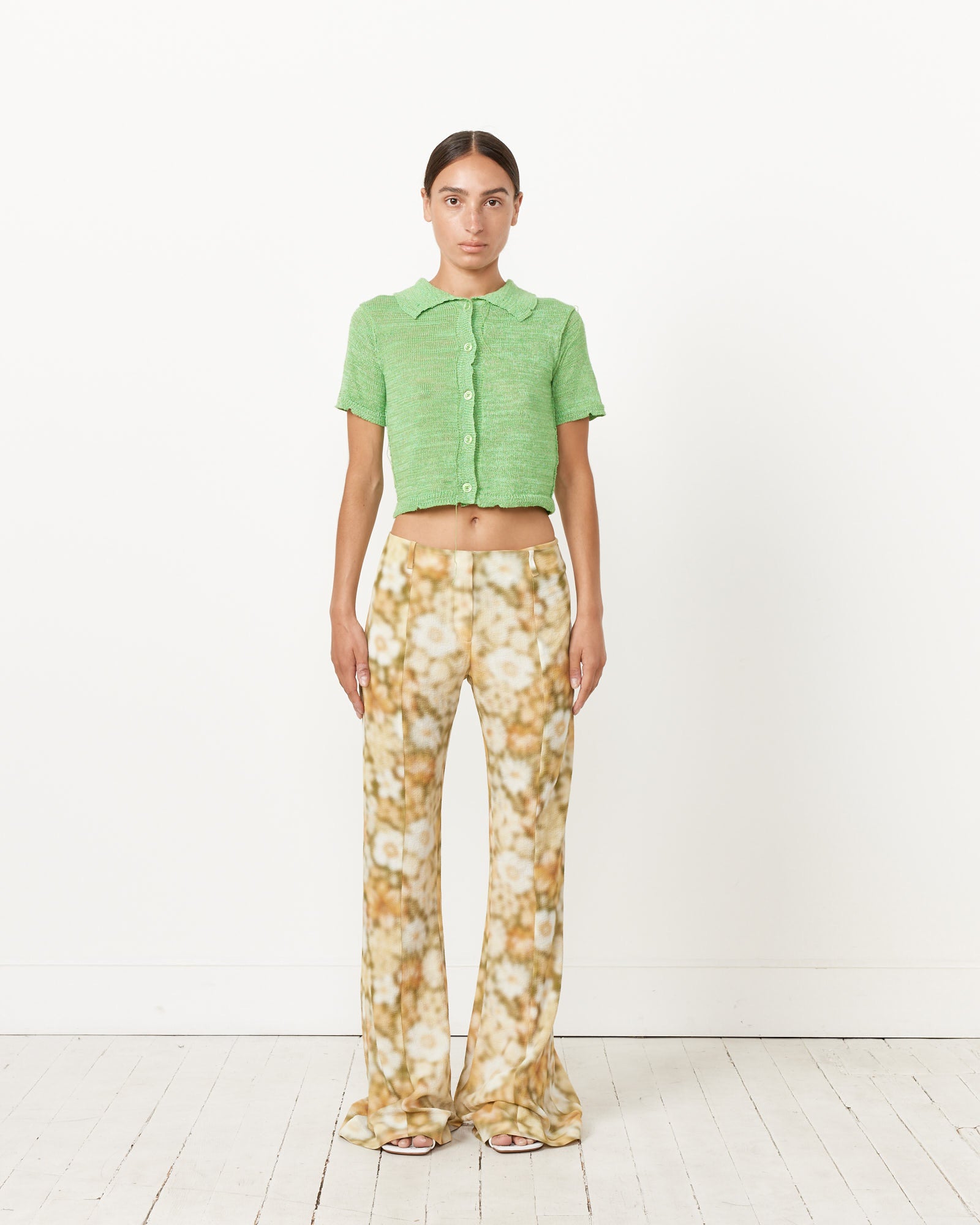 Green Flared Trousers - Green Multi / 36 (256659)