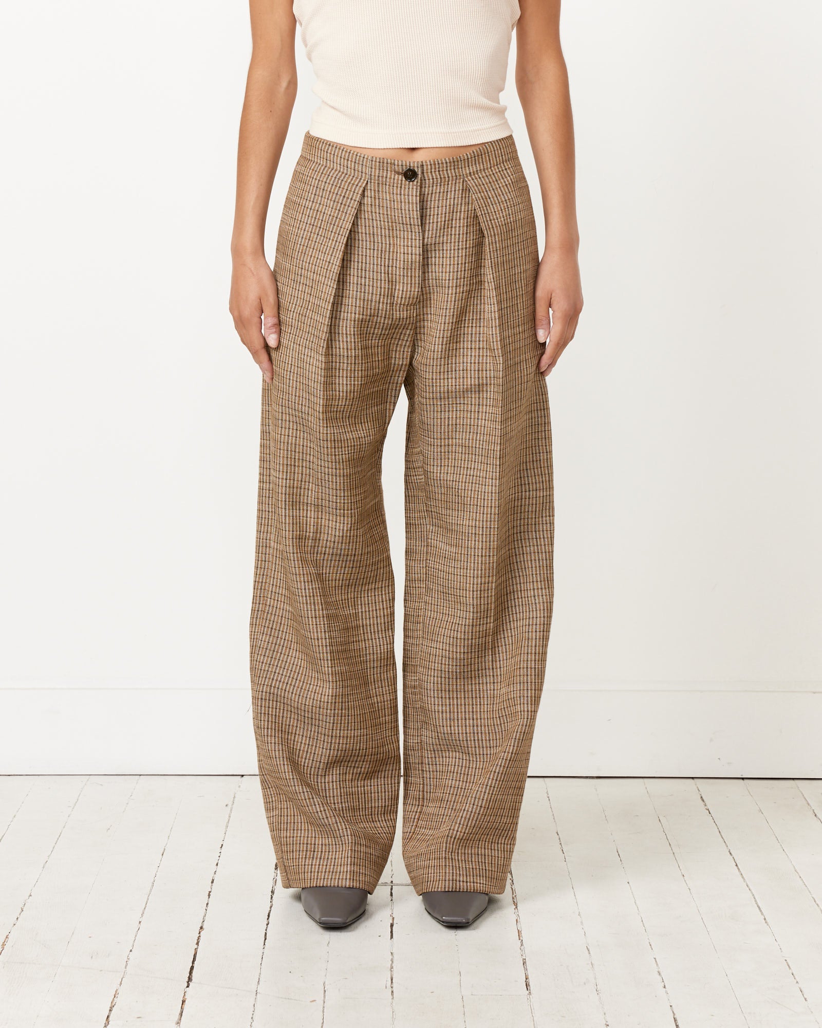 Brown Check Trousers - Multi Brown / 34 (256662)