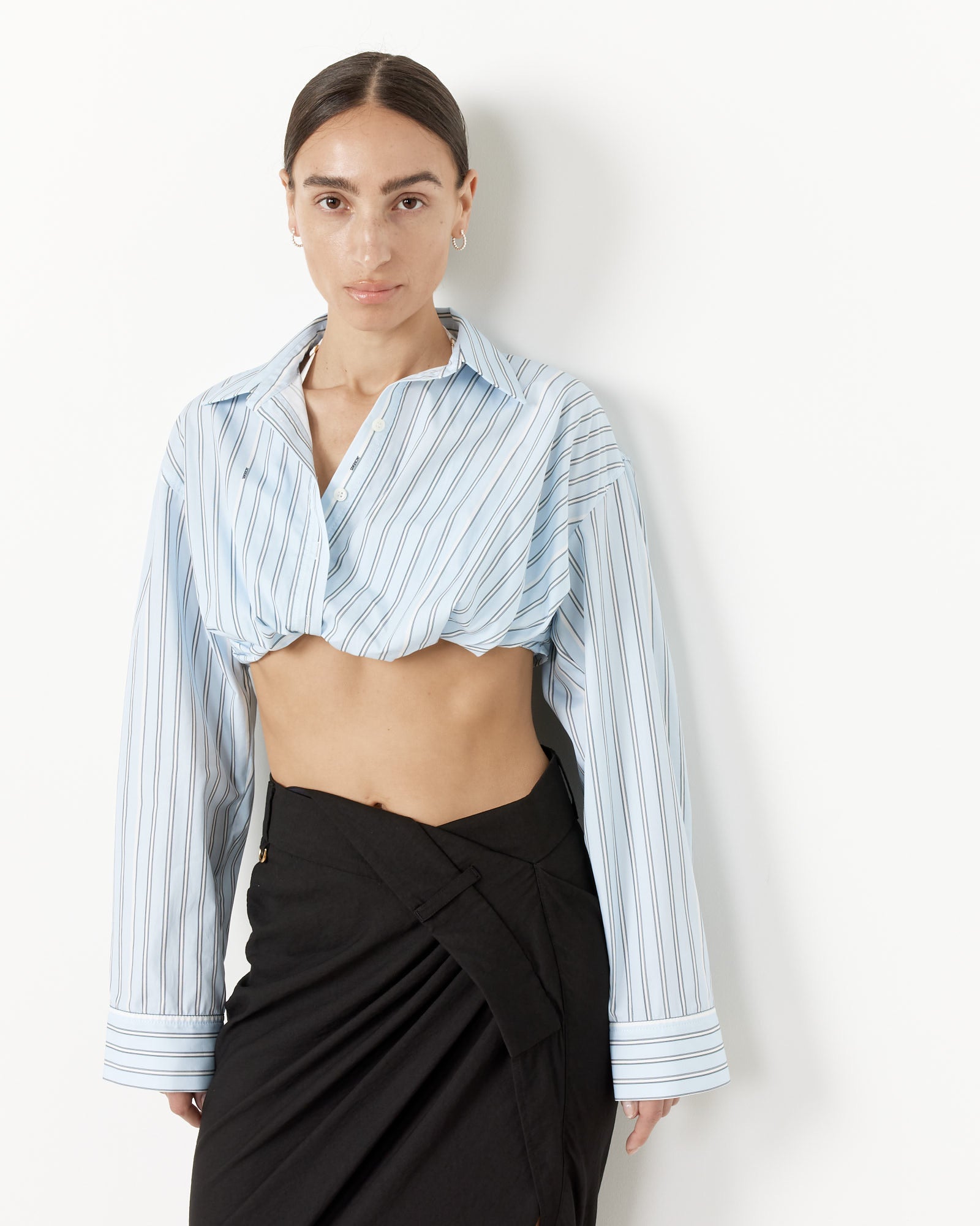 Jacquemus La Chemise Bahia Courte Shirt Blue Stripe - Blue Stripe / 36 (256709)