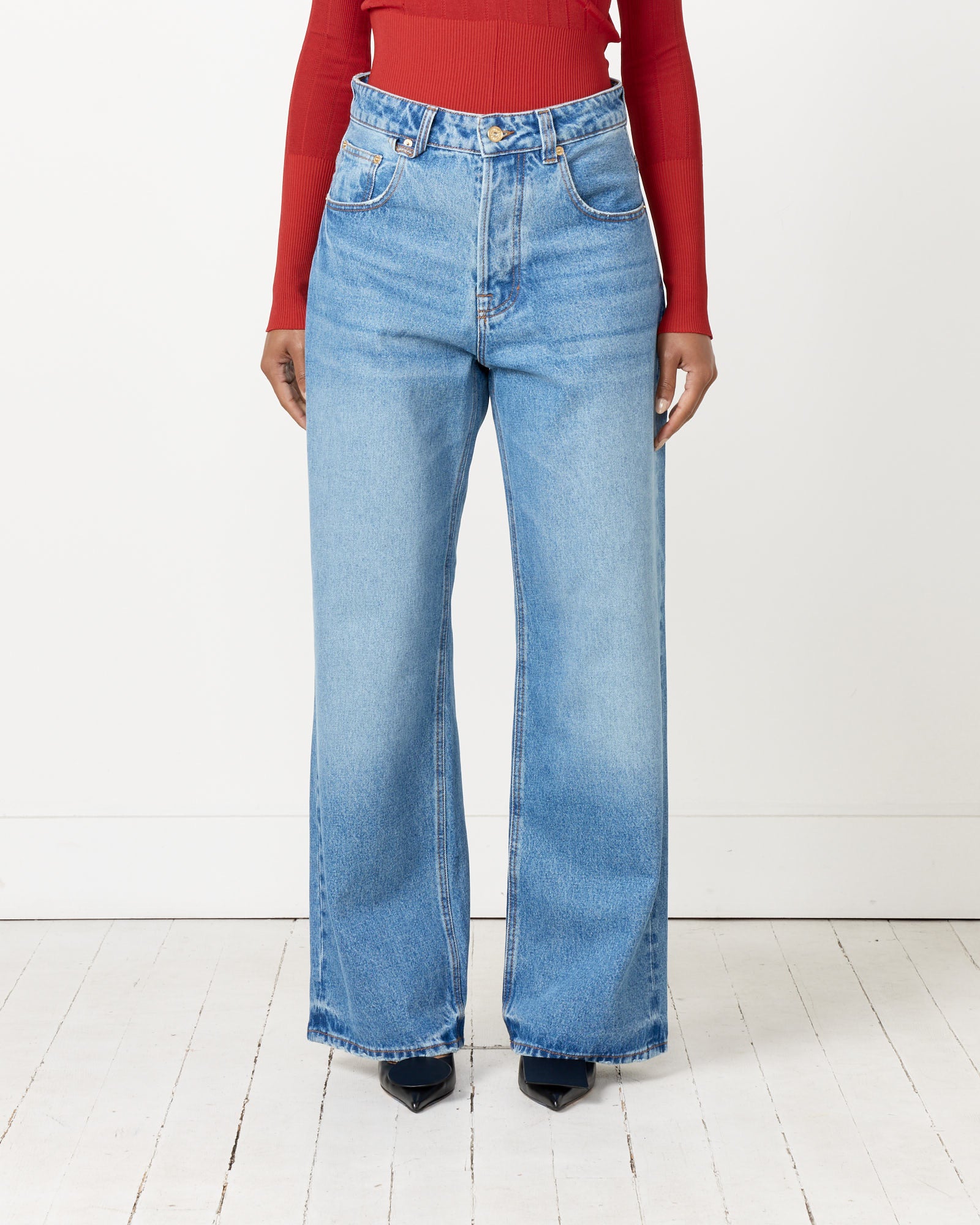 Jacquemus Le De-Nimes Large Jeans Blue/Tabac - Blue/Tabac / 25 (256715)