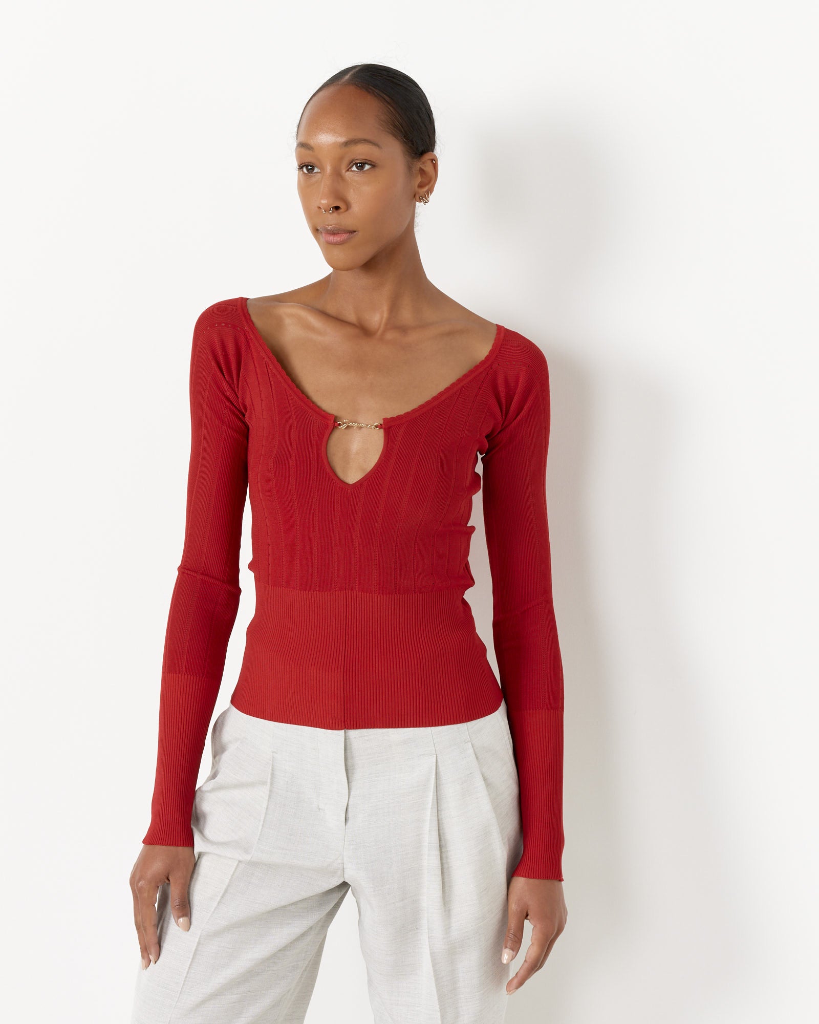 Jacquemus Le Haut Pralu Top Dark Red - Dark Red / 34 (256720)