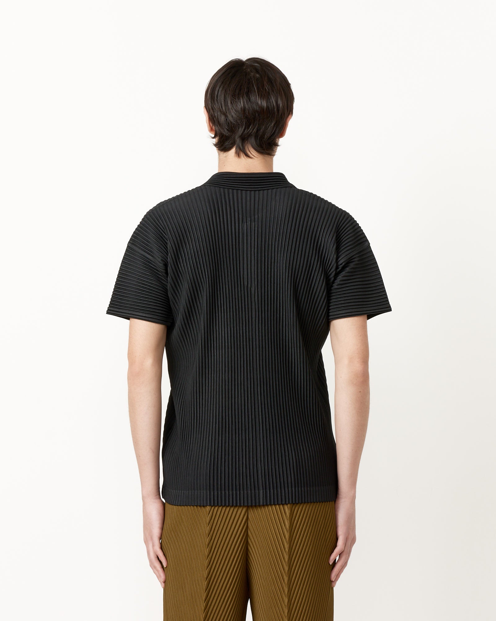 Issey Miyake Homme Plisse Basics JM430 Polo Black - Black / 4 (256973)