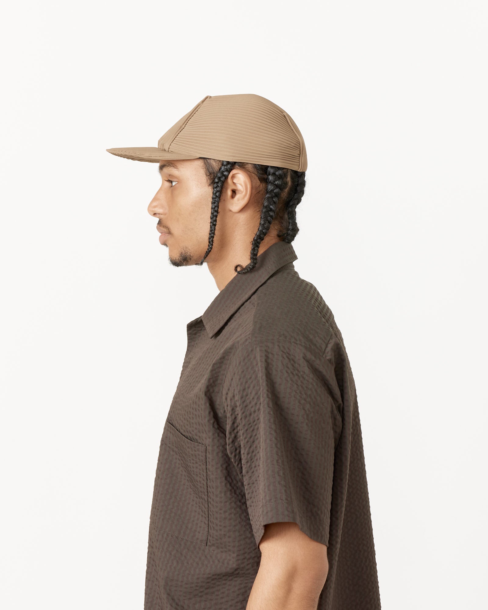 Issey Miyake Homme Plisse A405 Pleats Cap Light Mocha Brown - Light Mocha Brown / OS (256975)