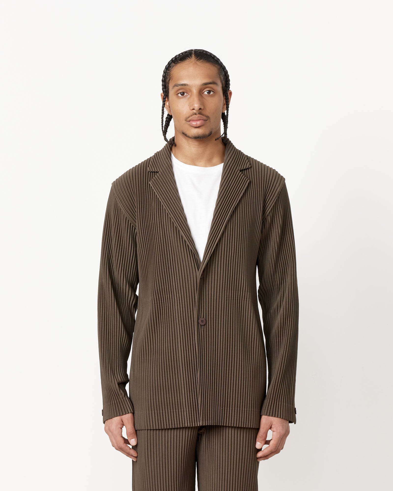 Issey Miyake Homme Plisse Tailored Pleats 1 Blazer Dark Khaki - Dark Khaki / 4 (256984)