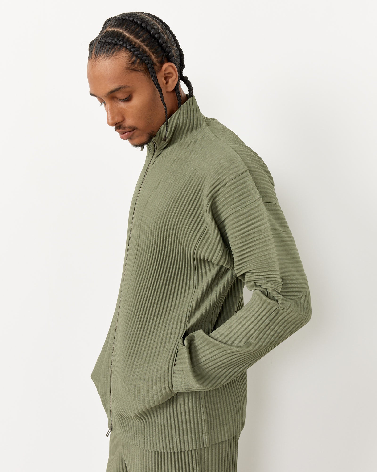 Issey Miyake Homme Plisse Color Pleats Jacket Sage Green - Sage Green / 4 (257034)