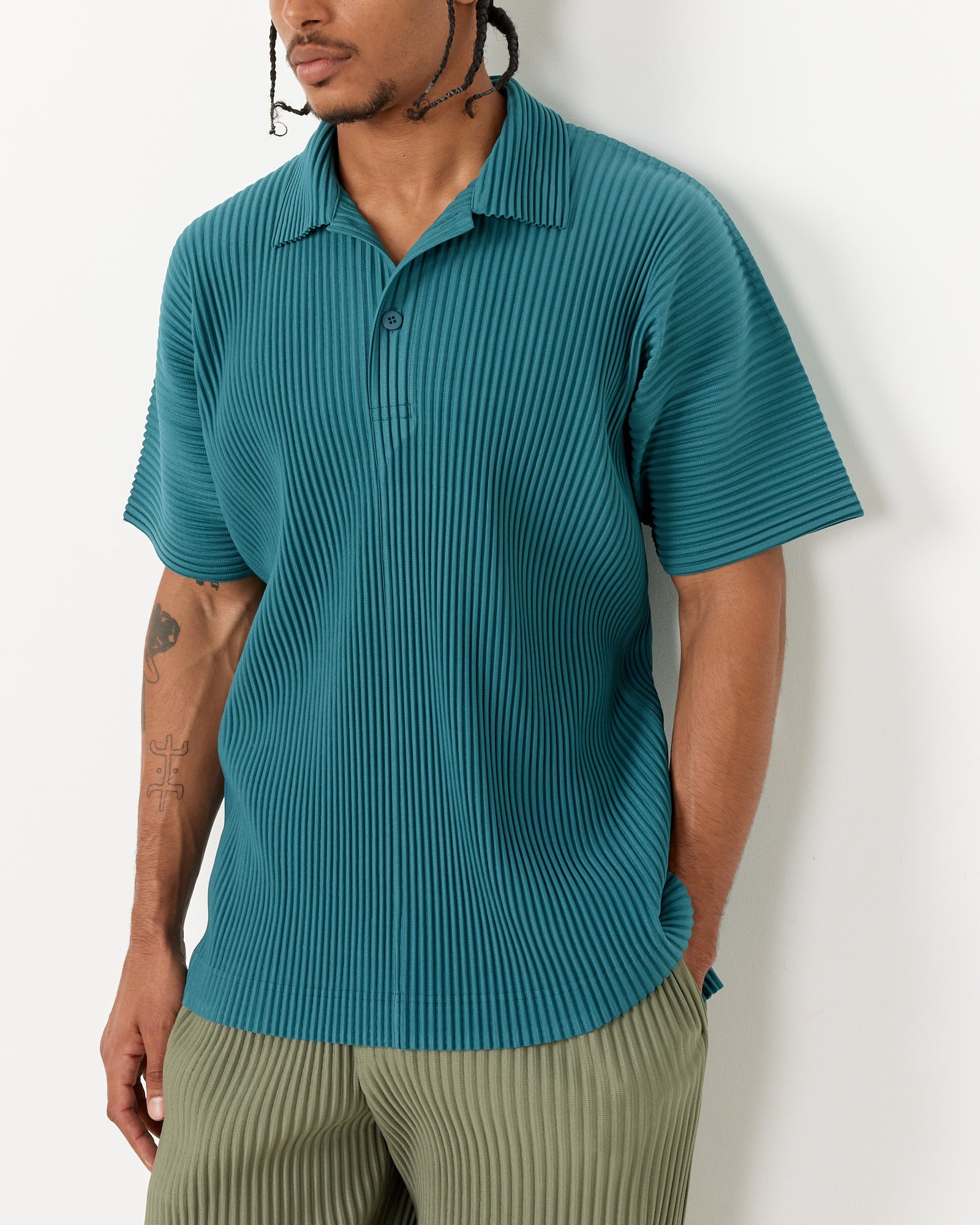 Issey Miyake Homme Plisse MC May Shirt Teal Green - Teal Green / 4 (257040)